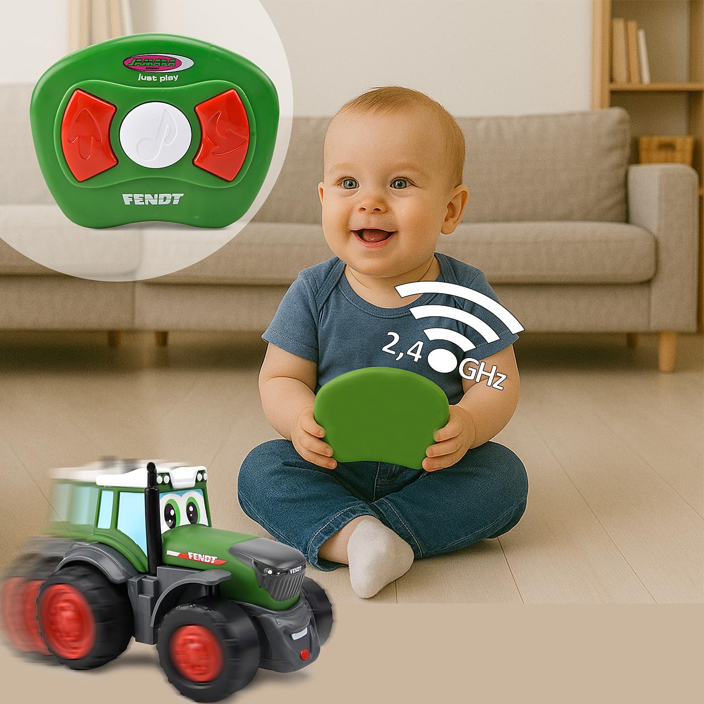 Jamara 405320 Fendt My First RC Tractor 2,4 GHz con Sonido – Agricultura Juguetes Tractor de Juguetes Niño Niño Regalo para Niños Primer Vehículo teledirigido