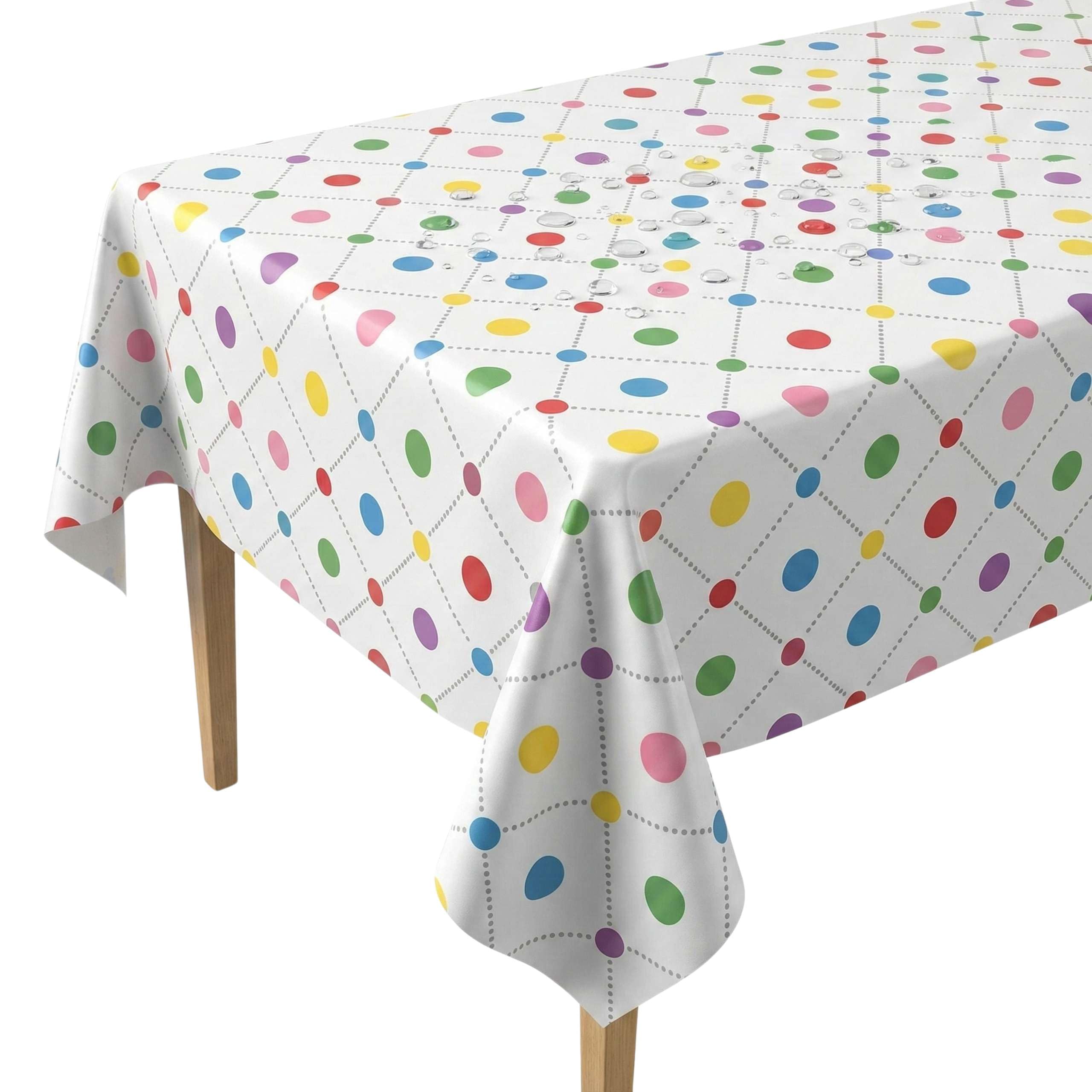 Artwelt Wachstuchtischdecke Abwaschbar PVC Wachstischdecke in Wasserabweisend Gartentischdecke Wetterfest Outdoor Balkon (240X140cm, Happy Konfetti)