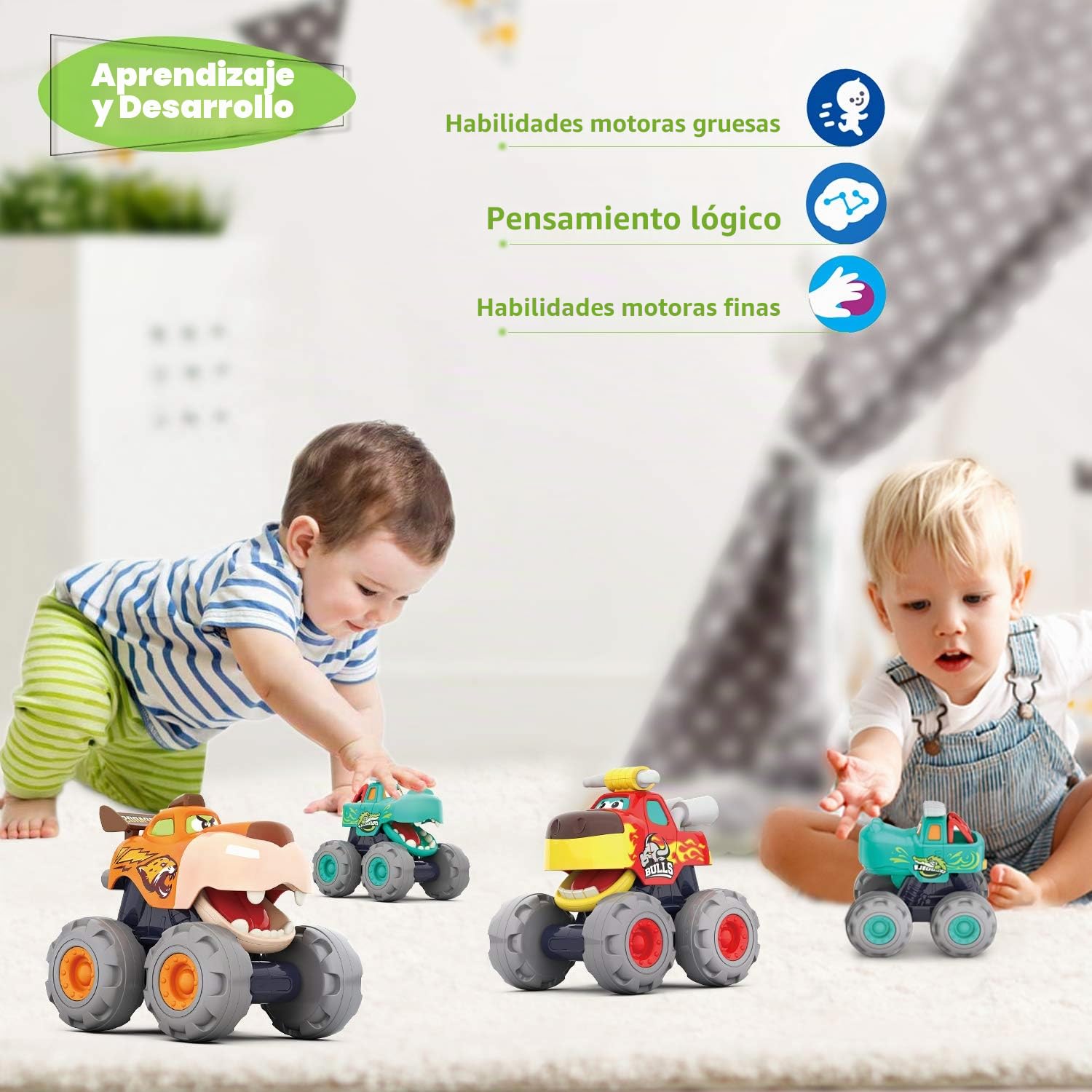 MOONTOY Juguetes de Coche para niños de 1 año, alimentados por fricción y Tirar hacia atrás, Juguetes para bebé de 12 Meses Plus, Juguetes para niños, Regalos para 1 2 3 años Chicos niñas