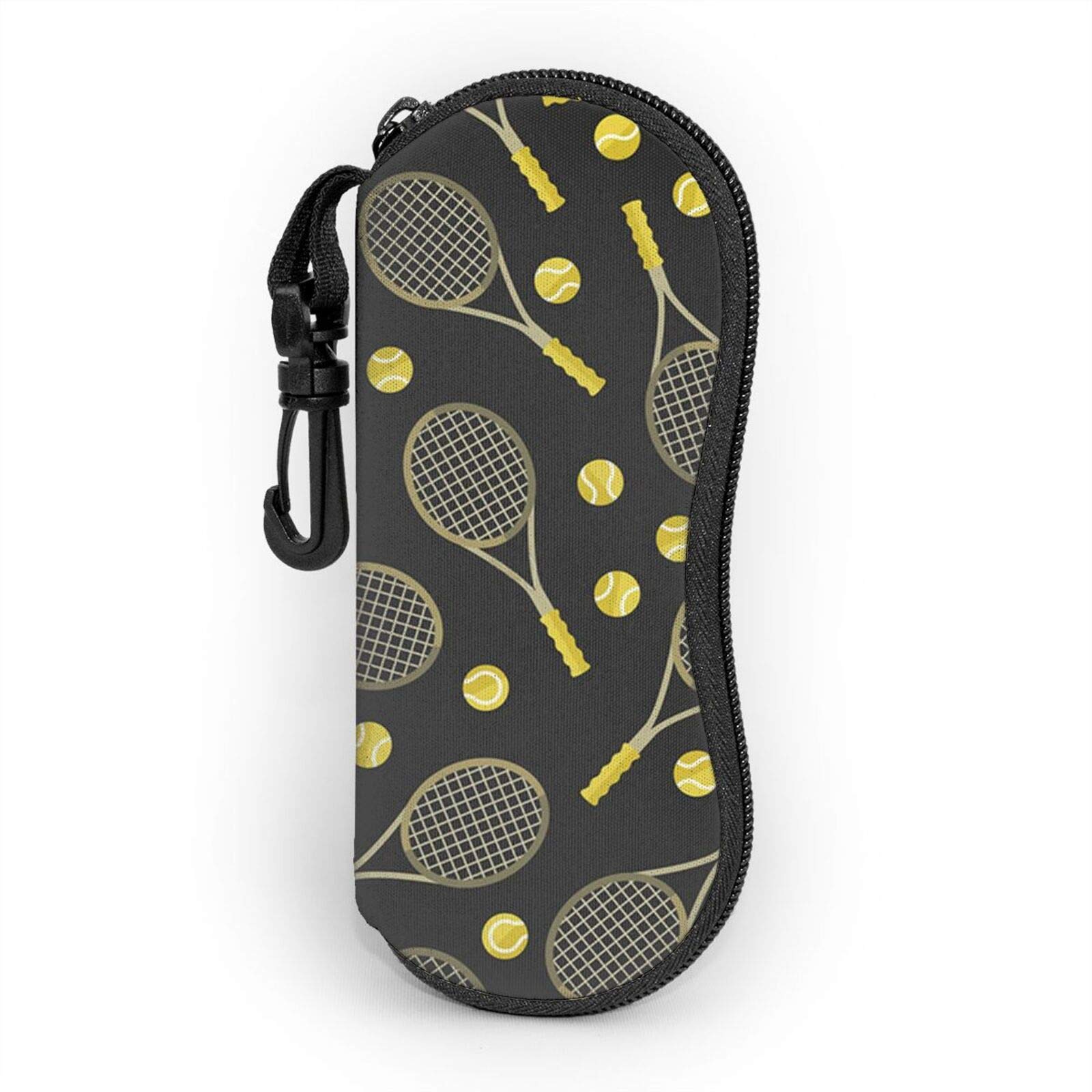 Aooedm Unisex Funny Tennis Racquets And Tennis Balls Fashion Glasses Case Cover Soft Sunglasses Case Portable Travel Eyeglass Case Pouch With Belt Clip For Women Men