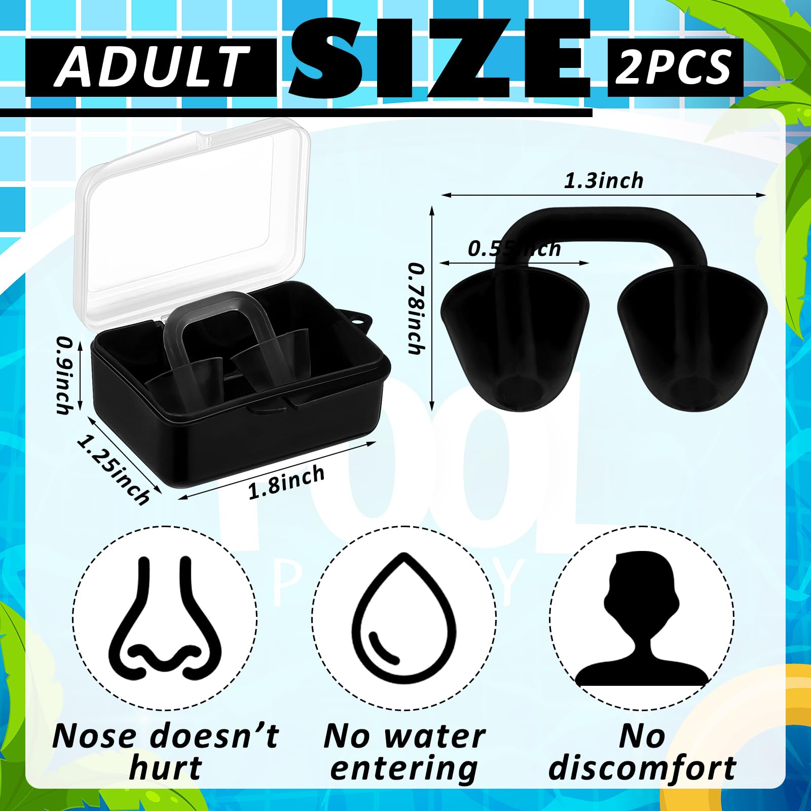 Relaxweex 2 Sets Schwimm-Nasenstöpsel für Erwachsene, Männer und Frauen, Silikon-Nasenclip mit transparenter Kunststoff-Aufbewahrungsbox, wasserdichter Nasenlochstöpsel, Schwimmschutz für Schwimmen