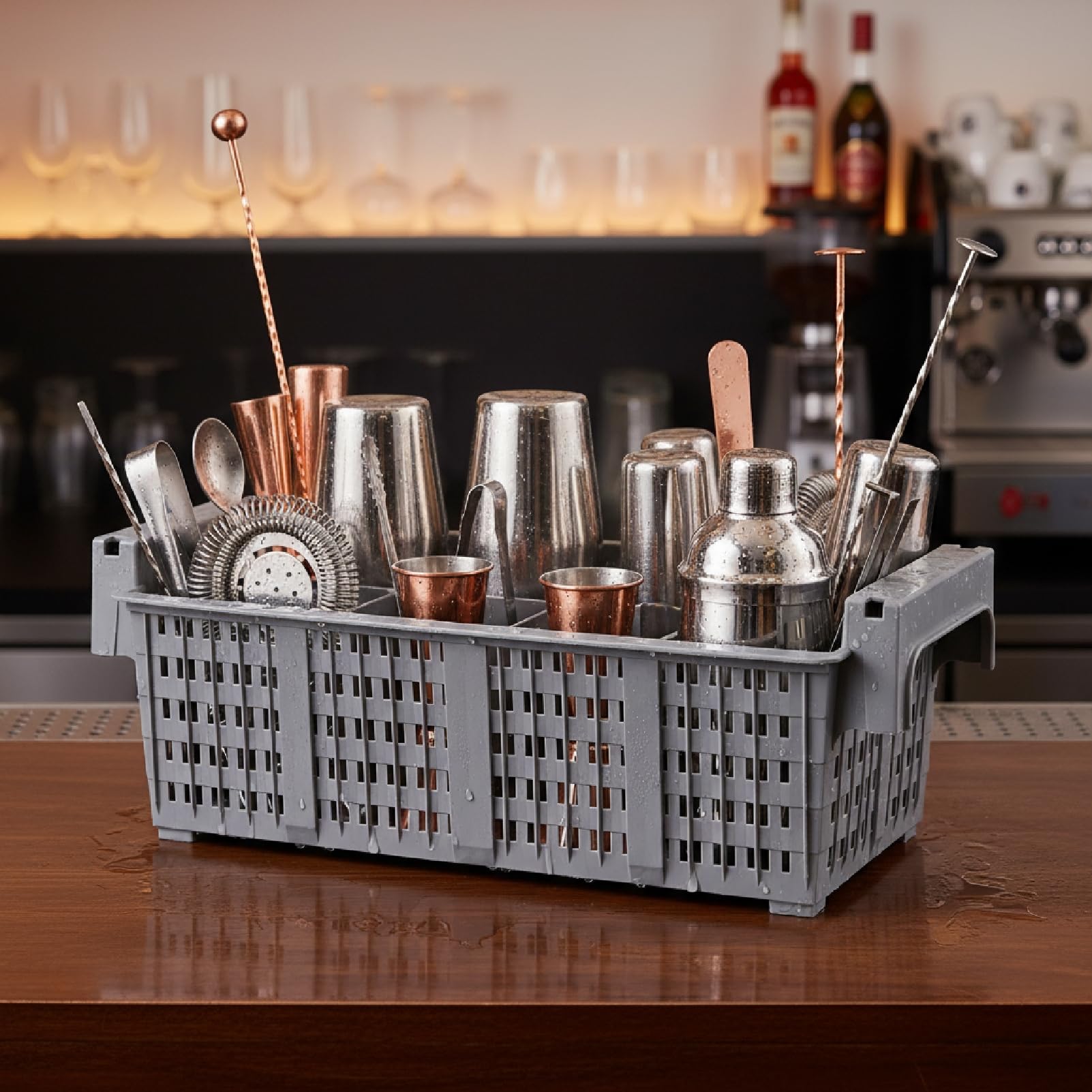 1 estante comercial para lavavajillas, cesta de secado de cubiertos con 8 compartimentos y agujeros de drenaje, soporte para utensilios para uso en cocina y restaurante (16.5 x 8.2 x 5.7 pulgadas