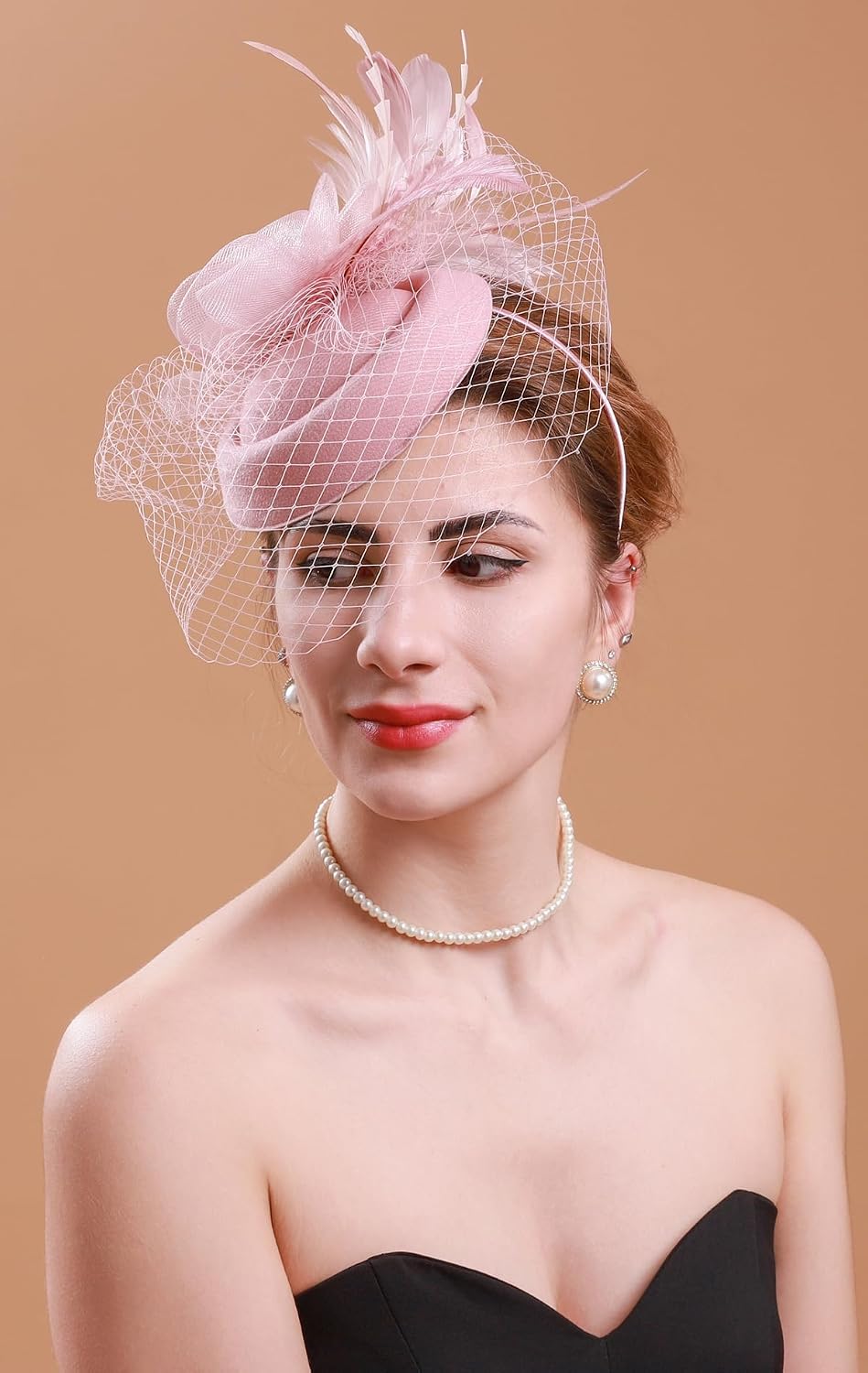 Fascinators Hats 20s 50s Hat Pillbox Hat Cocktail Flower Tea Party Headwear with Veil for Girls and Women