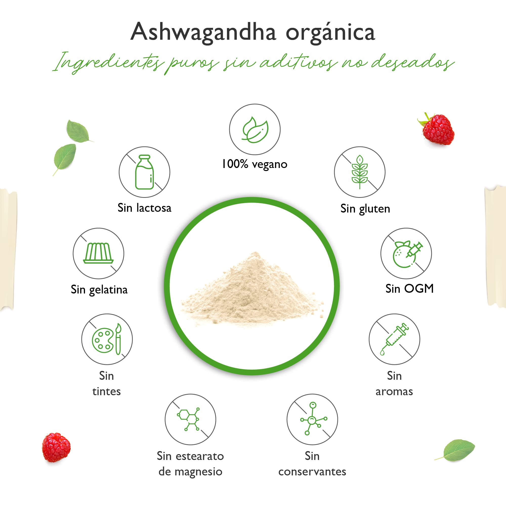 Raíz de Ashwagandha orgánica en polvo 600g - 100% genuina Ashwagandha india (Withania Somnifera) de cultivo orgánico controlado - Vegano