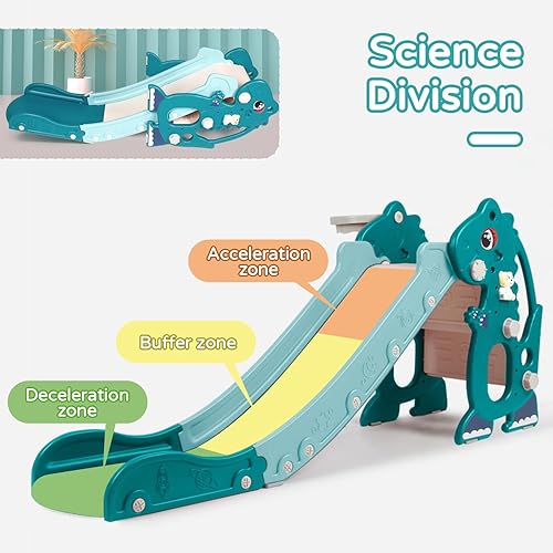 Miniatura 5 de Sephyroth Tobogán infantil para niños pequeños de 1 a 3 años, tobogán de plástico para interiores y exteriores, juego de escalada con aro de