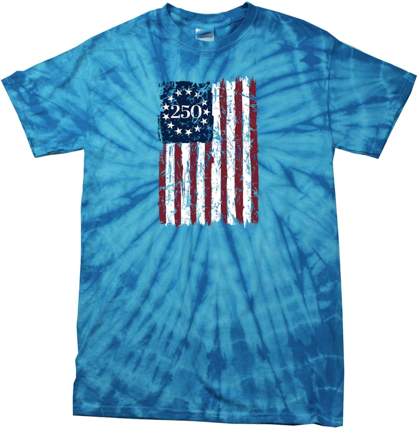 Buy Cool Shirts 250 Years USA Distressed Flag Tie Dye Shirt Patriotic American 1776 2026 Vertical Flag Tee