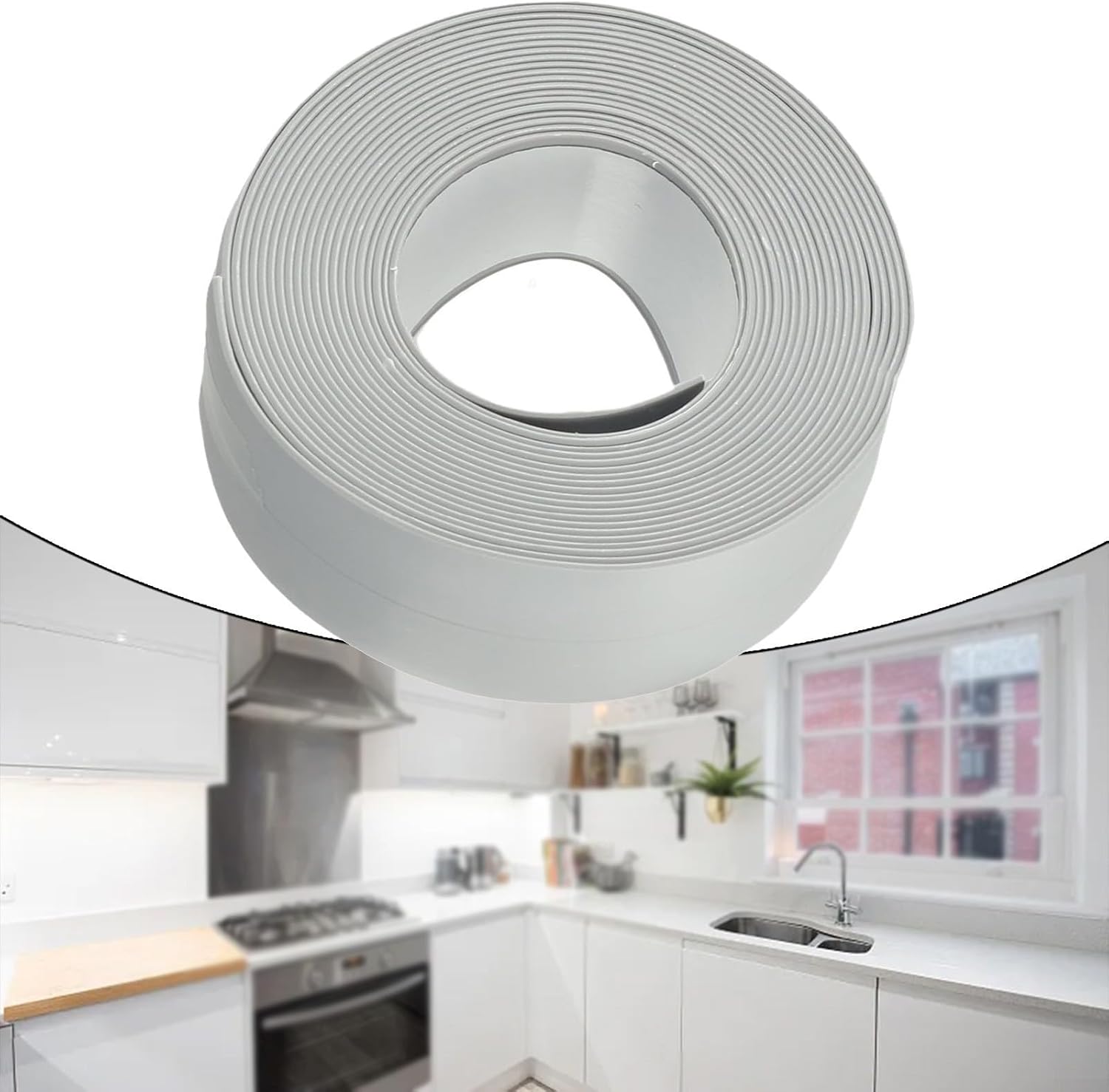 Bathroom PVC Sealing Strip Tape, Caulk Tape for Bath and Shower, Quick Clean Application, Easy to Cut and Use (gray)