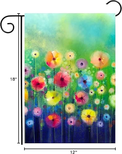 Miniatura 7 de Acuarela abstracta primavera verano temporada flores verdes pintura arte jardín patio bandera 12 x 18 pulgadas poliéster bandera bienvenida casa