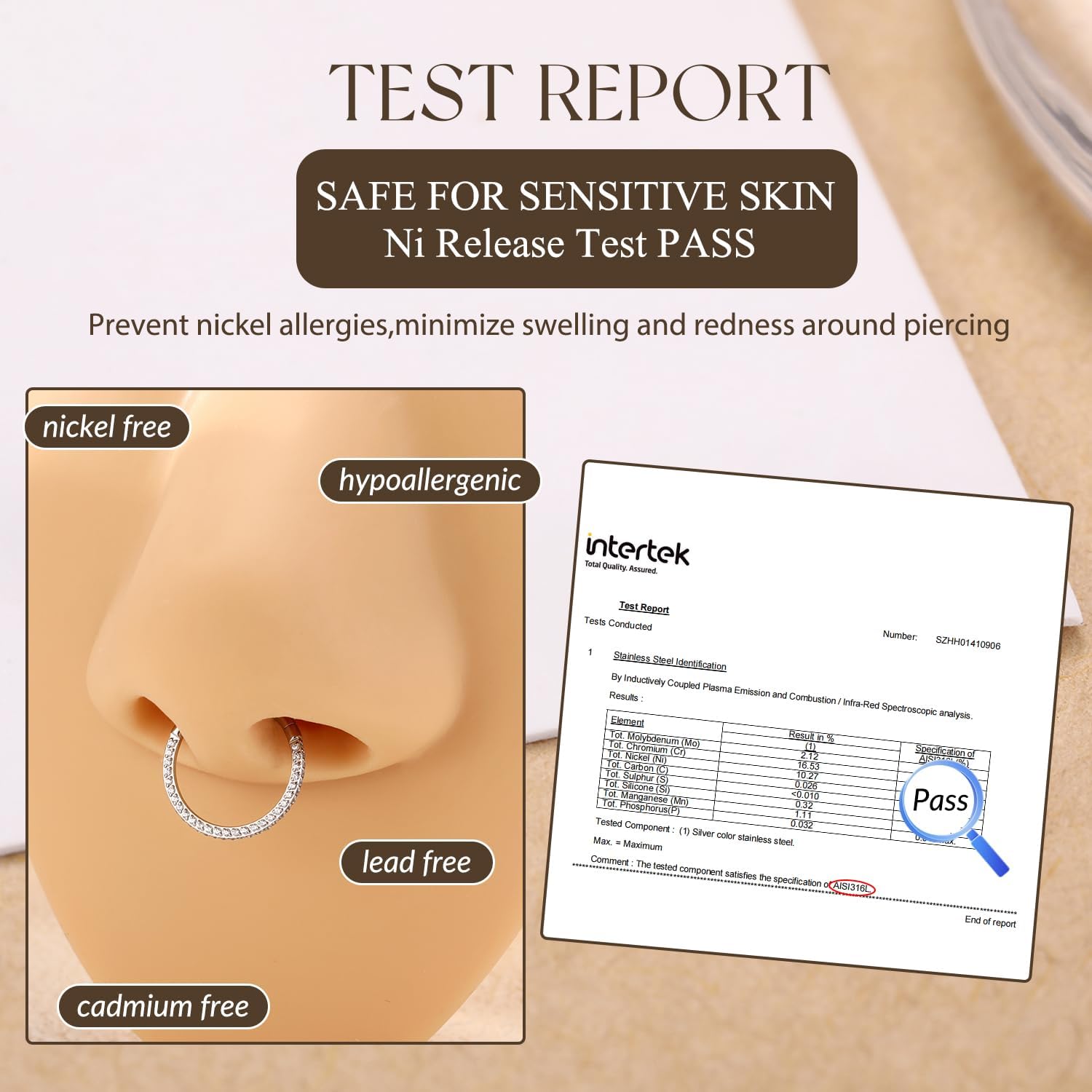 GAGABODY Septum Clicker Conch Piercing Jewelry 16 Gauge Earrings Hoop 20g Ring Nose Hoops Surgical Steel Lip Rings with 3 Sides CZ Helix Rook Cartilage Earrings - Image 6