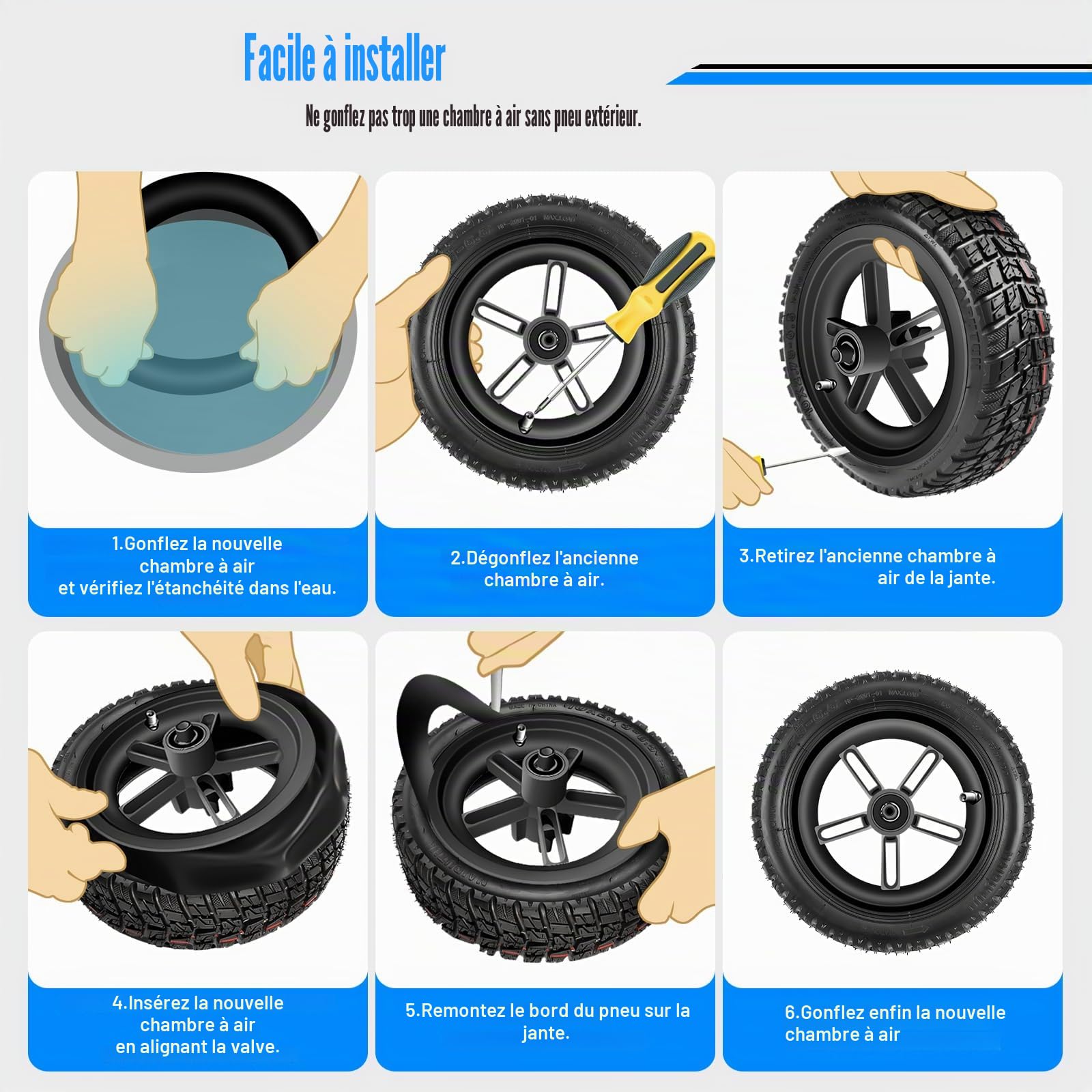 SYACHI Pneu Tubeless 10X2.75-6.5, Chambre a Air 10x2.50 Renforcée Pour Trottinette Electrique Speedway 5 /Urbanglide eCross Pro 2/Pro Boost, Kukirin G2 Master/Kukirin G3/Dualtron 3