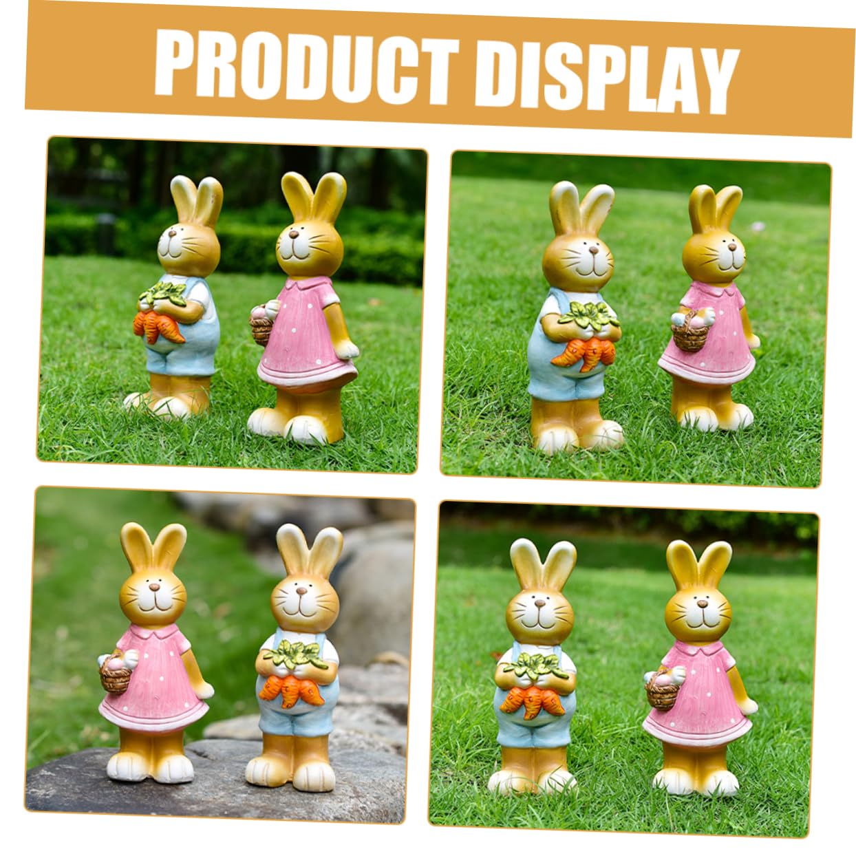 OUNONA 2pièces Statue De Lapin De Jardin Figurine Animal Décorative pour Cour Et Jardin Petite Statue De Lapin pour Micro-Paysage