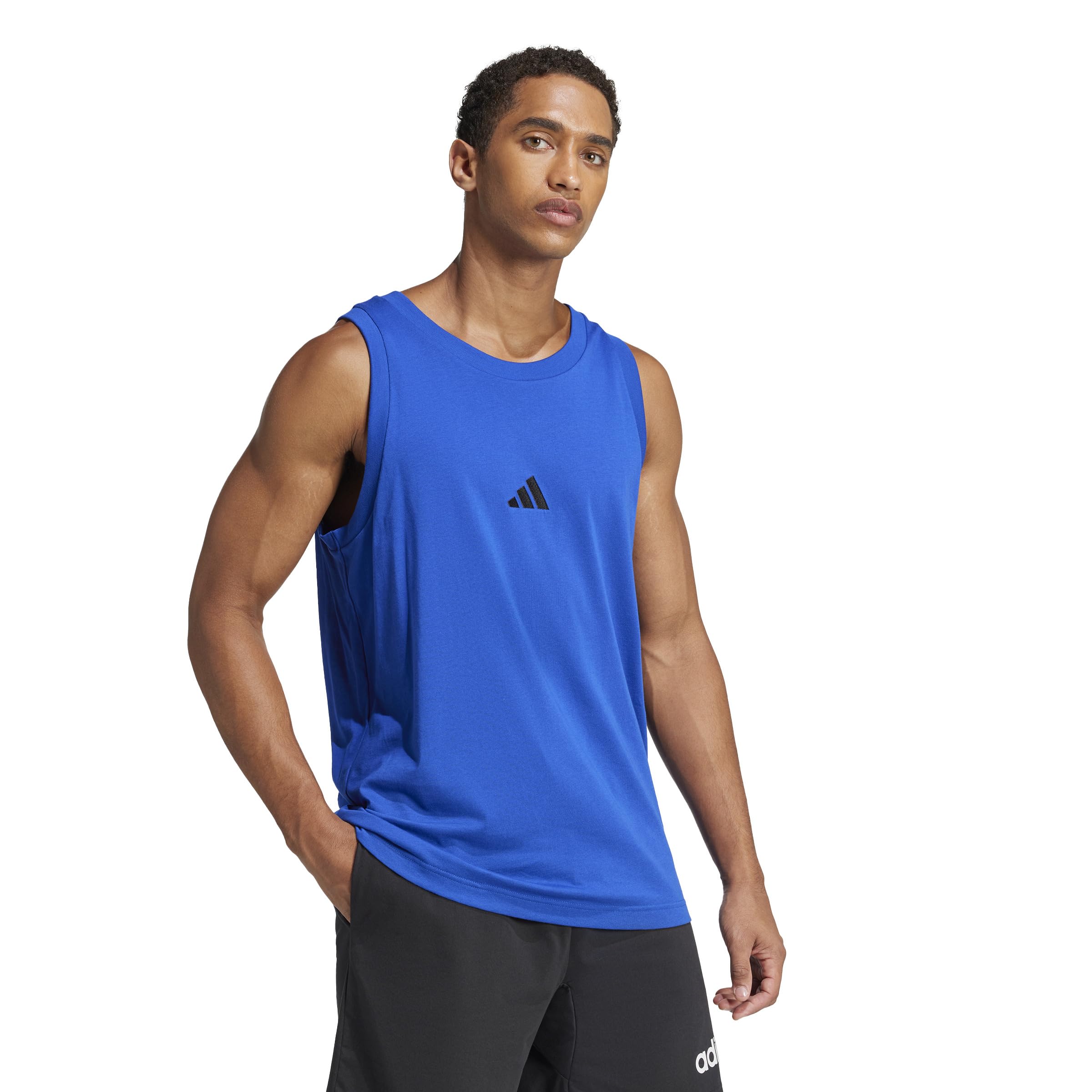 adidas Men's Essentials Small Logo Single Jersey Tank Top, Team Royal Blue/Black, 3XL