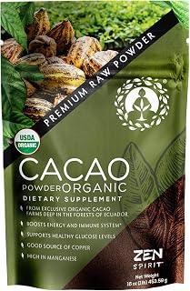 ZenSpirit Organic Raw Cacao Powder 1lb - Unsweetened Superfood from Ecuador, USDA Vegan Certified, Keto Paleo Baking Smoothies