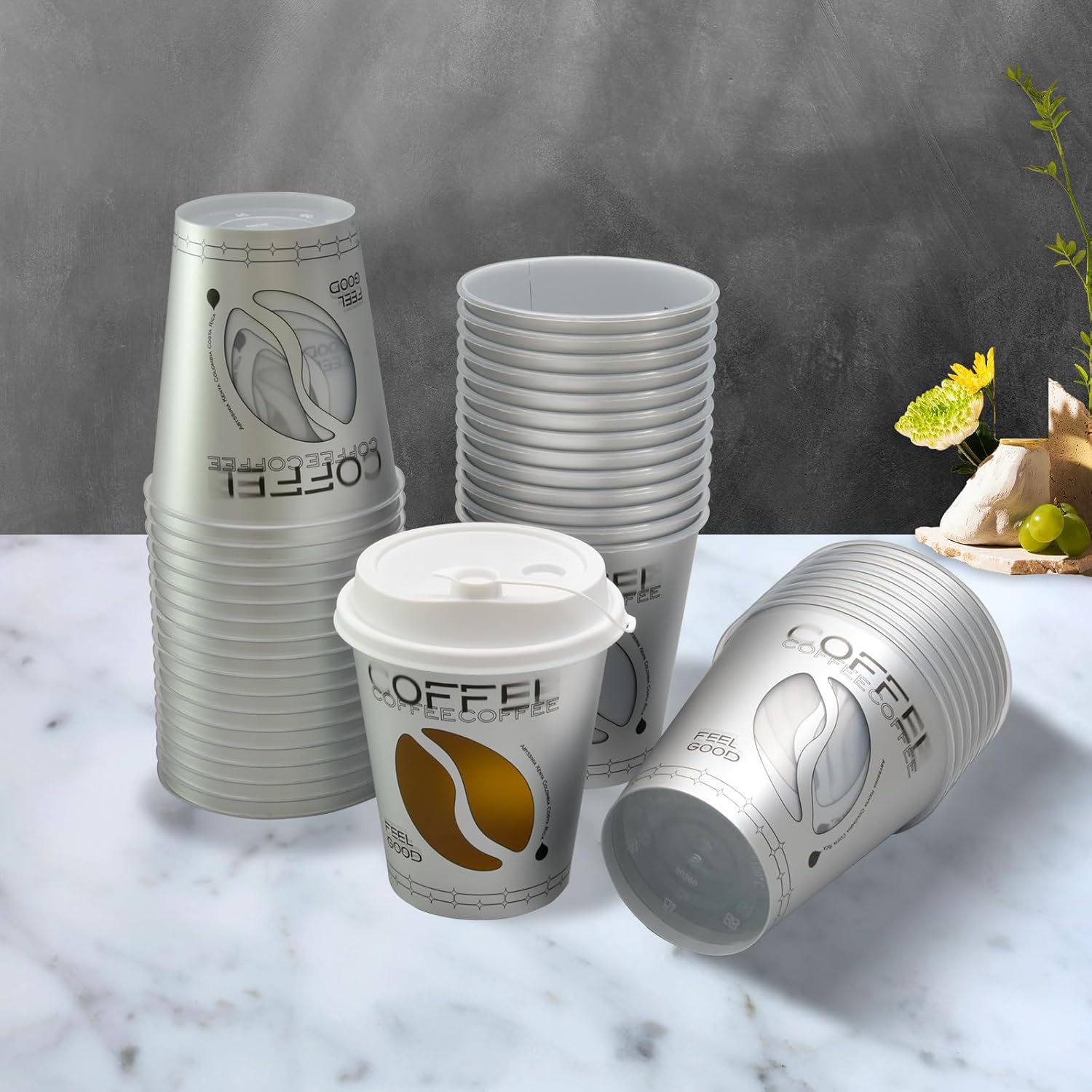 100sets12oz Disposable Plastic Coffee Cups With Lids Straws,Foodgrade Iced Plastic Coffee Cups and lids straws,Disposable plastic Cups with lids for coffee shop to go party home take away