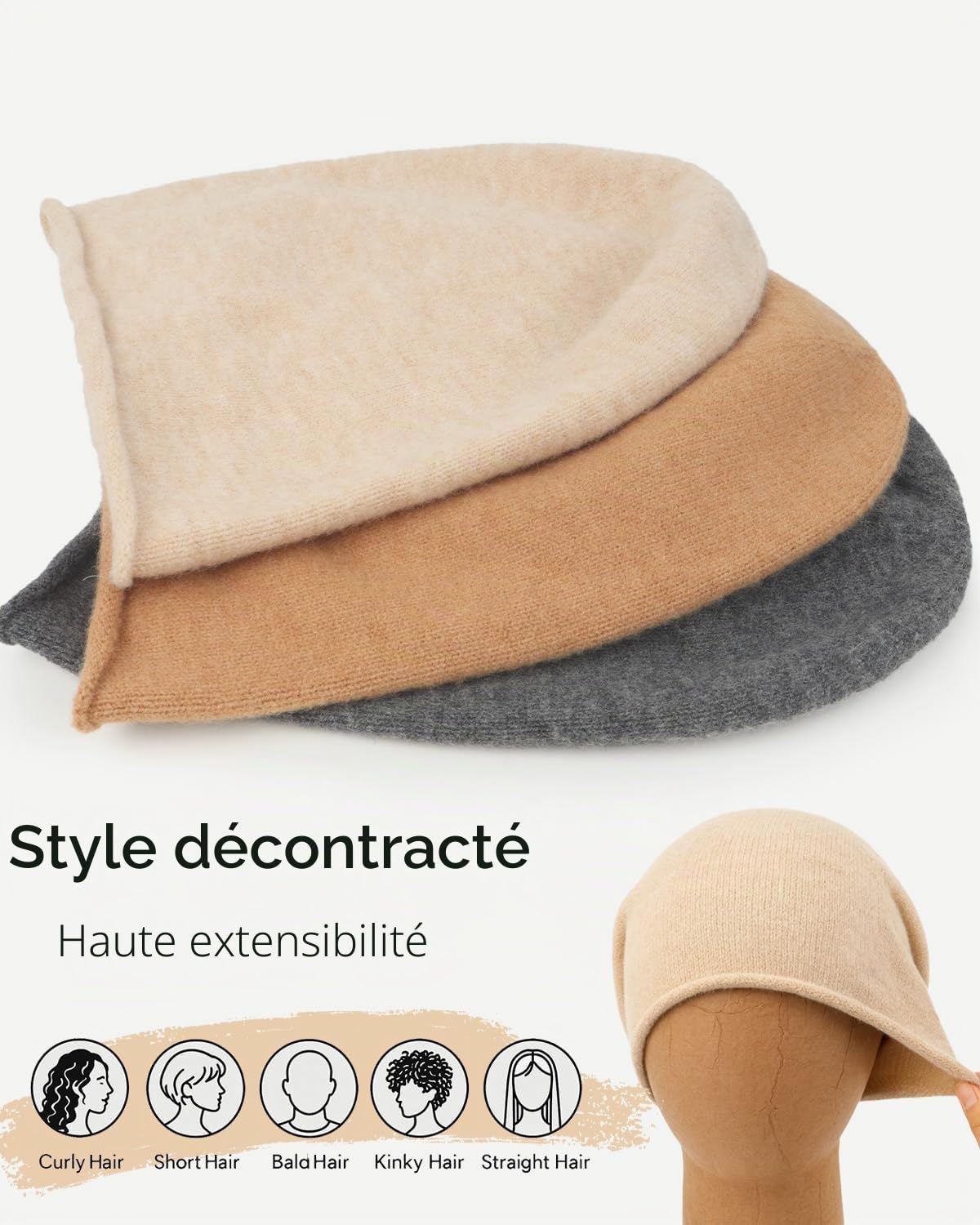 Zylioo Bonnet XXL surdimensionné pour femme et homme - Bonnet d'hiver doux et chaud - Bonnet tricoté pour femme