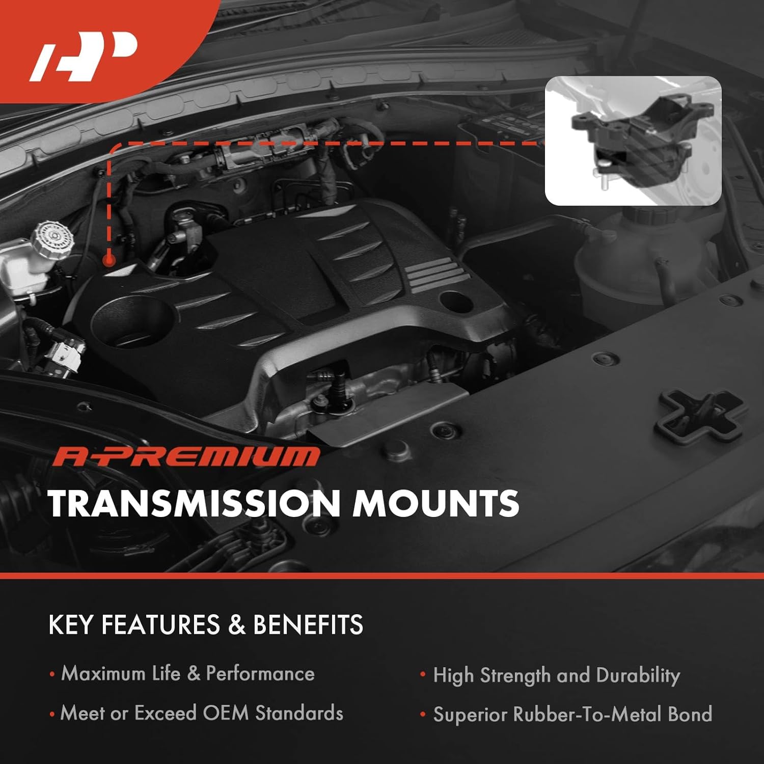 A-Premium 2PCS Center Transmission Mount Kit Compatible with Cadillac CTS 2008-2015, 3.0L 3.6L 6.2L, Automatic Transmission, Replace# 25843484