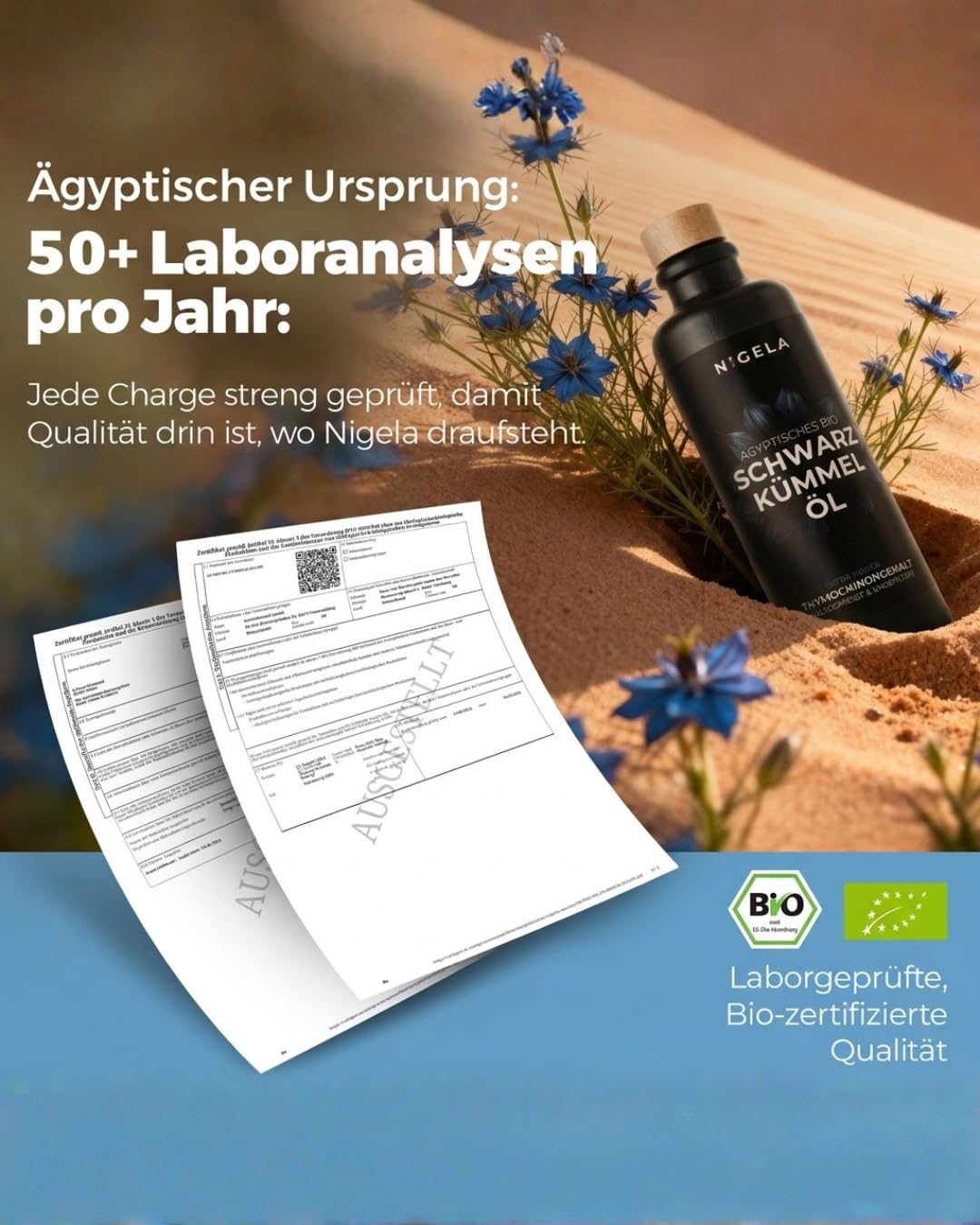 Nigela Olio di cumino nero – Alto contenuto di timocinone in 100% bottiglia in ceramica protetta dalla luce – Prodotto in Baviera – Qualità premium certificata e testata da laboratorio – 200 ml