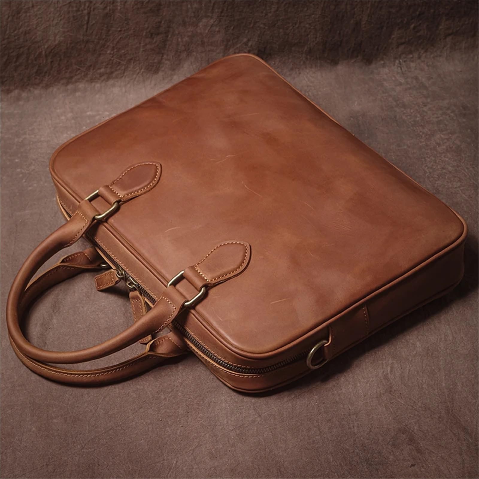 Bolso Mensajero De Cuero Maletín de piel vaca for hombre, bolso mano cuero genuino lujo, hombro ligero y sencillo, bandolera for portátil En Viaje De Negocios