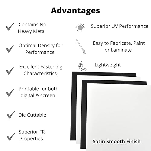 Miniatura 2 de Hoja de plástico de PVC expandido blanco de 0.236 in (14 pulgadas) de grosor, tamaño 12 x 24 pulgadas, dimensiones reales de la tabla de espuma de