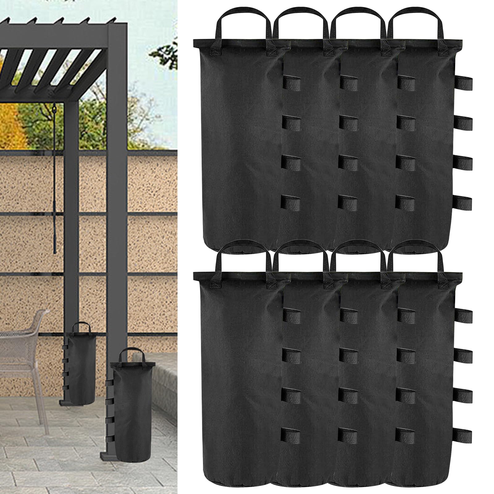 Sac de Lestage pour Tonnelle Poids pour Lot de 8 Sac Lestage Epaissir pour Pied de Tonnelle,pour Auvent,Tente (Oxford 800D-50 * 15cm-NOI)