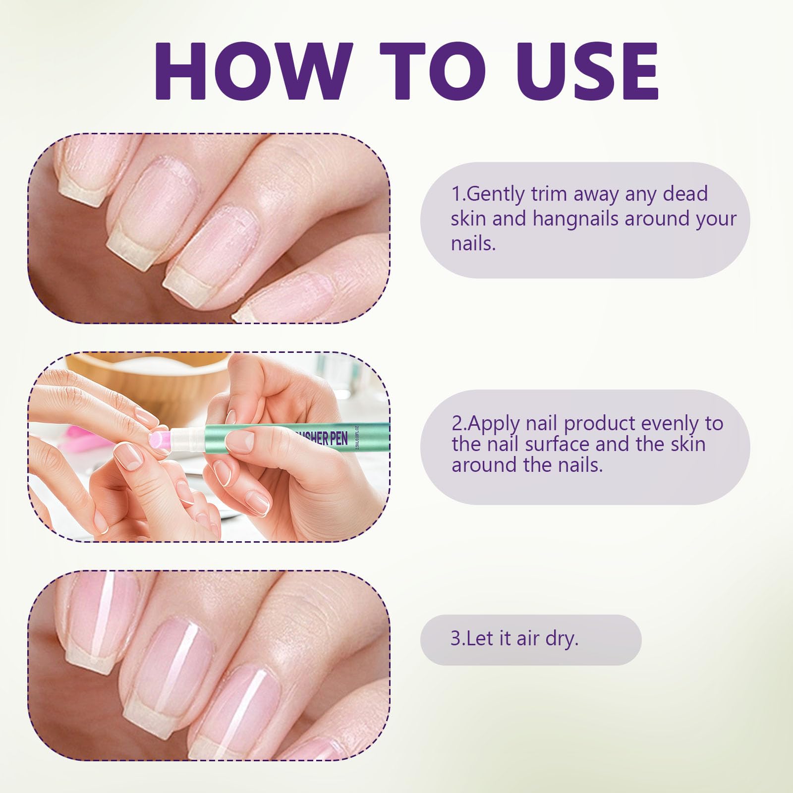 3 Pezzi 3 in 1 Penna per Cuticole Riparazione Di Screpolature E Secche Penna per Cuticole Unghie Idratazione Rafforza E Illumina Le Unghie