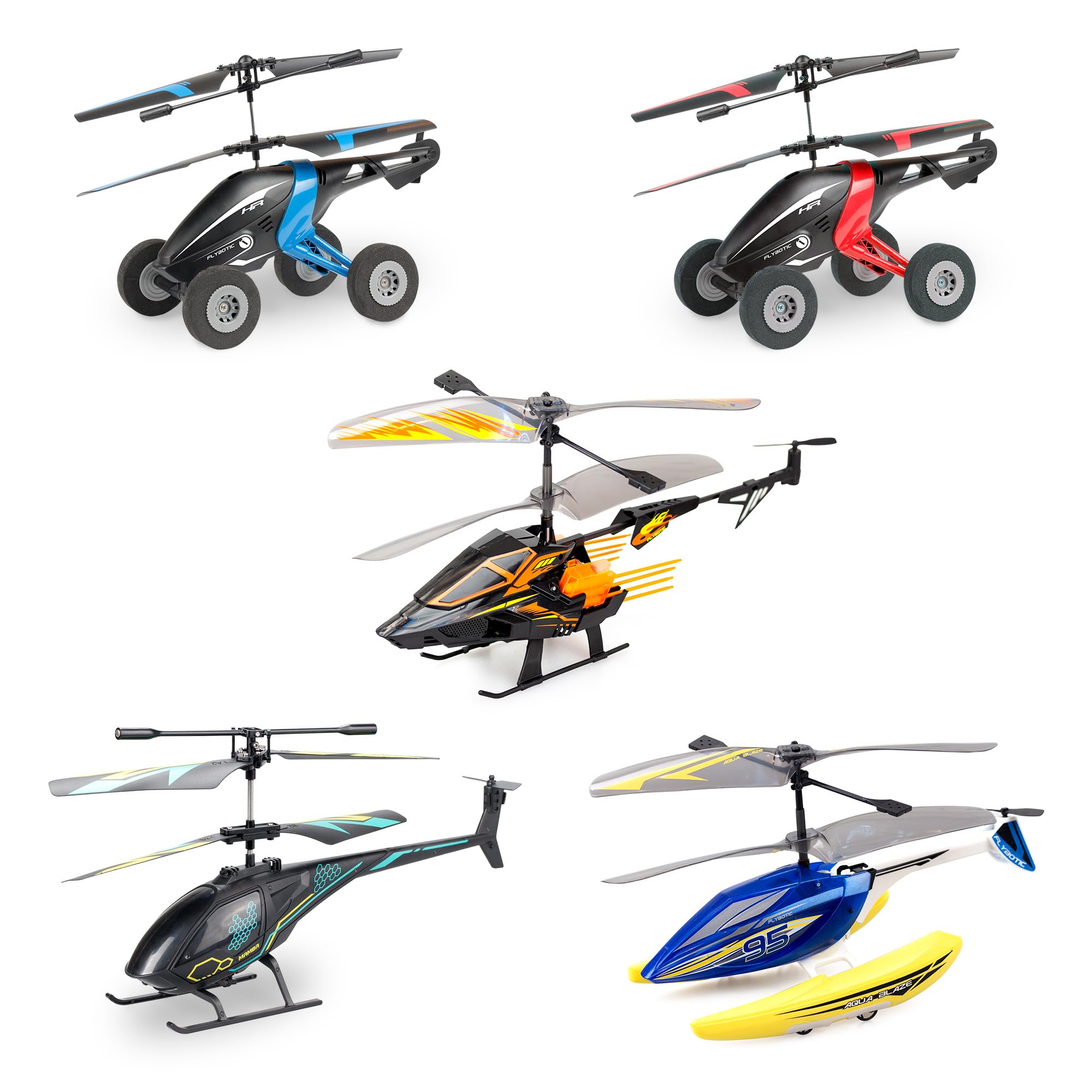 Bizak FLYBOTIC Aqua Blaze, elicottero radiocomandato 3 in 1, psrs Guidare a terra, aria e acqua, con telecomando radio direzionale, per bambini e adulti, (62004795)