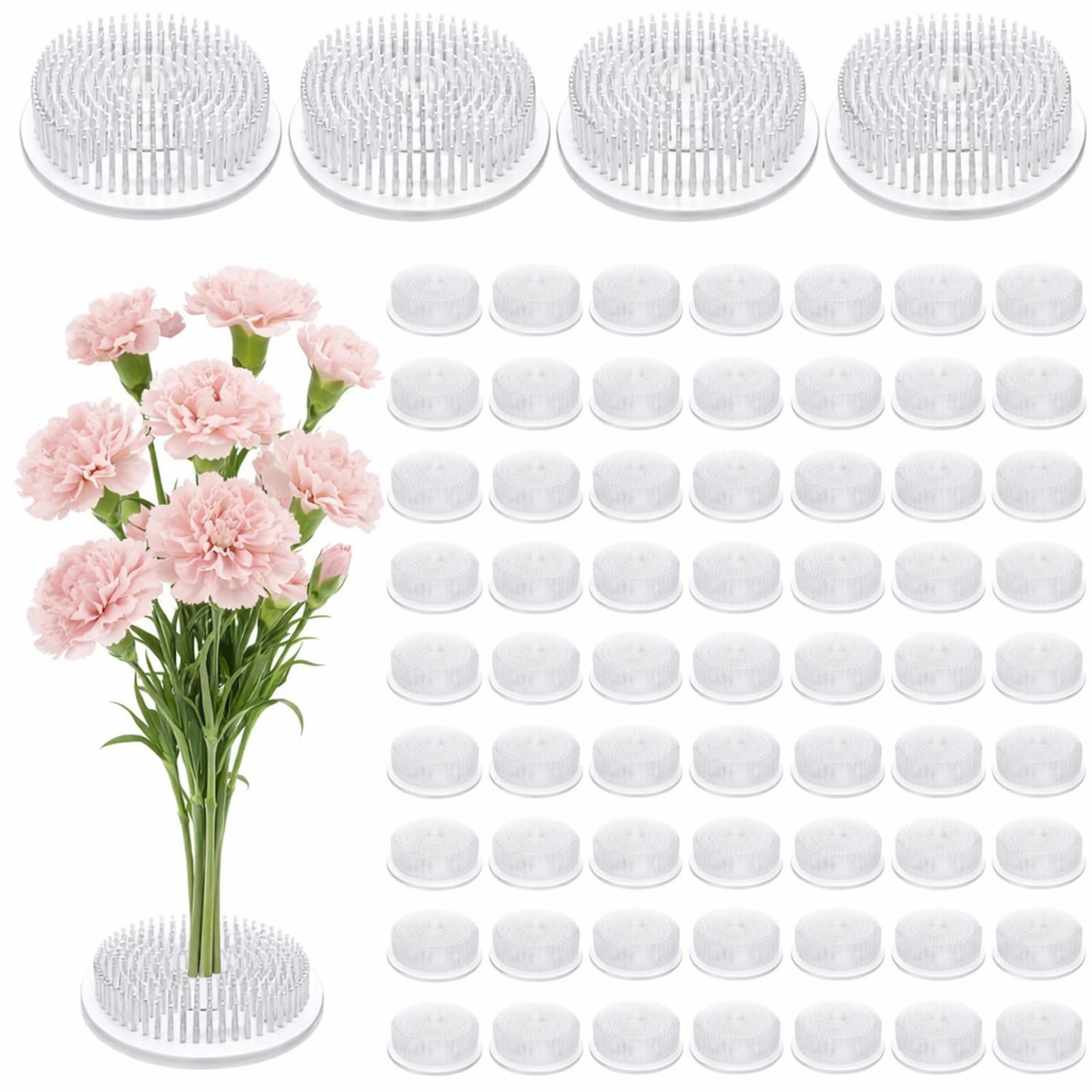 Waydress 96 Pcs 2.8 in Plastic Flower Frogs for Arrangements, Clear