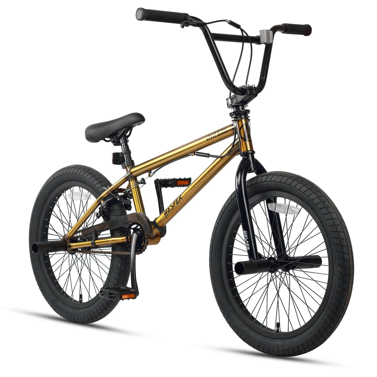AVASTA Hesper - Bicicleta BMX Freestyle de 20 pulgadas para niños con 4 reposapiés, bicicletas para niños de 6 a 14 años y principiantes, color dorado
