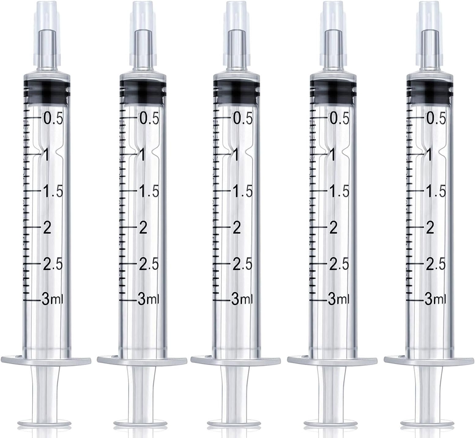 12 Pack 3 ml Syringe for Liquid Without Needle,Syringe with Cap,Individually Wrapped,for Scientific Labs,Measurement,Dispensing,Oil or Glue Applicato