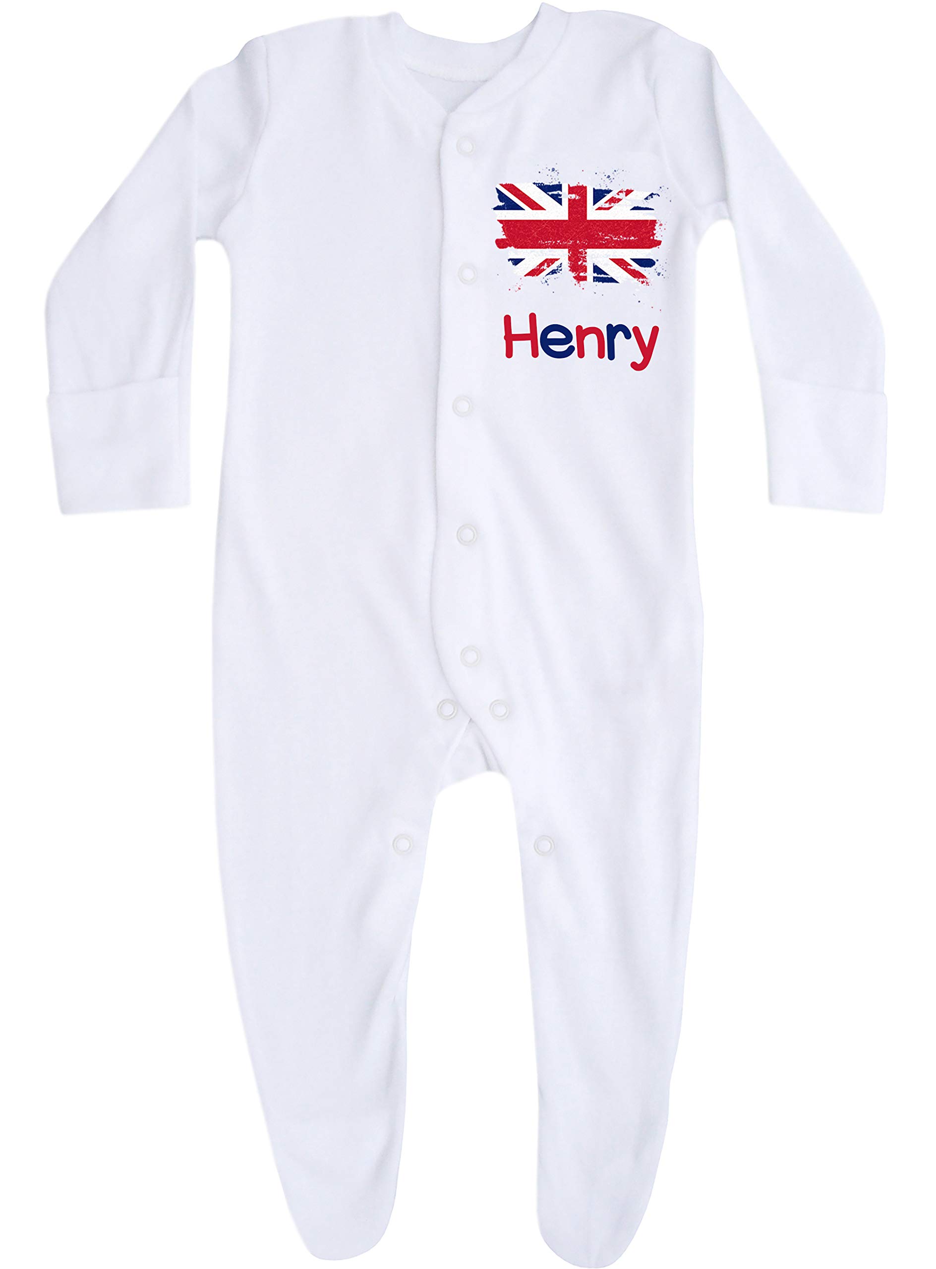 TeddyTs Personalised British Union Jack Flag Sleepsuit (6-12 Months) Blue