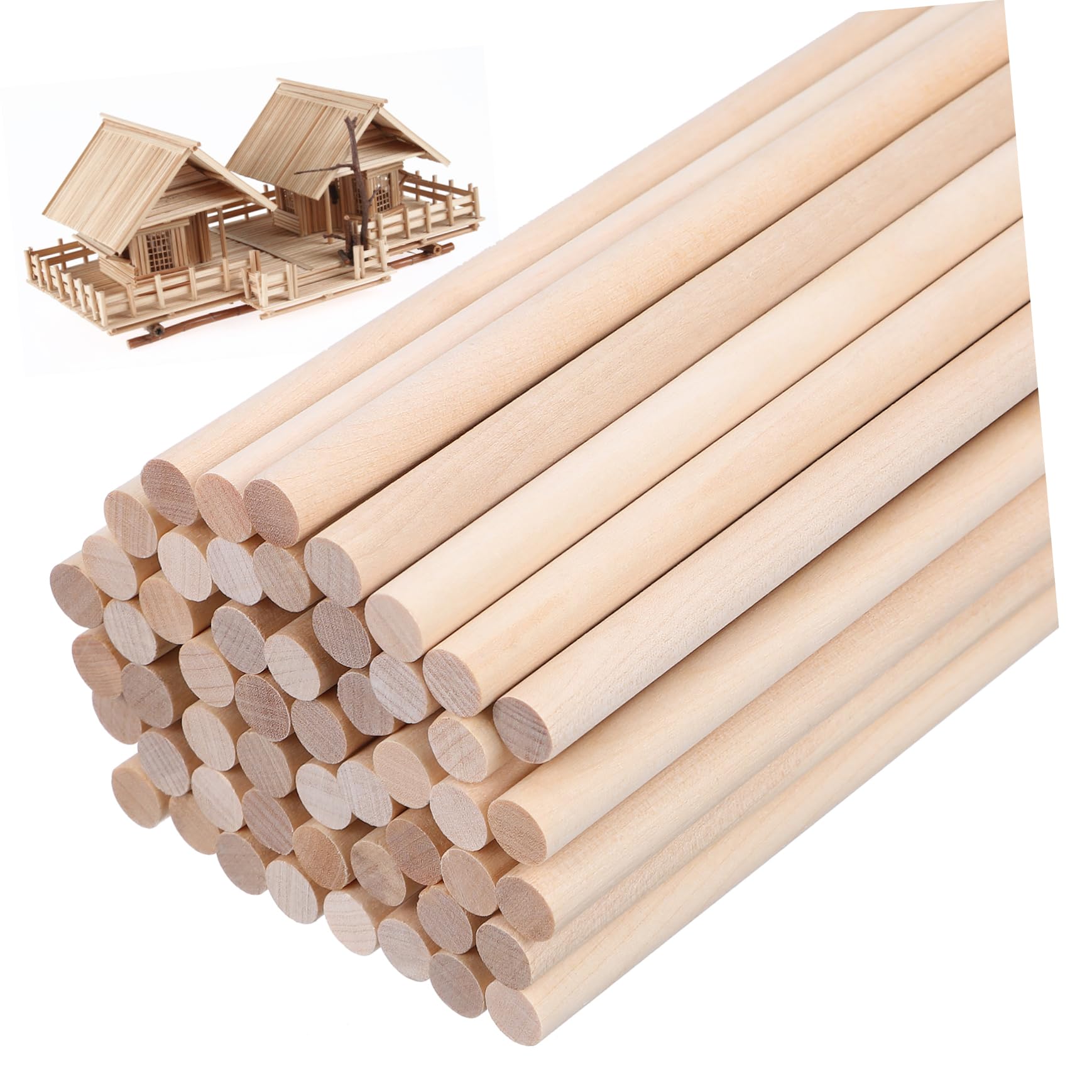 Operitacx 50stücke Holzdübelstangen Aus Hartholz Kleine Bastelstäbe Unbehandelte Holzstäbe Zum Dekorieren Und Bauen Für Diverse Projekte