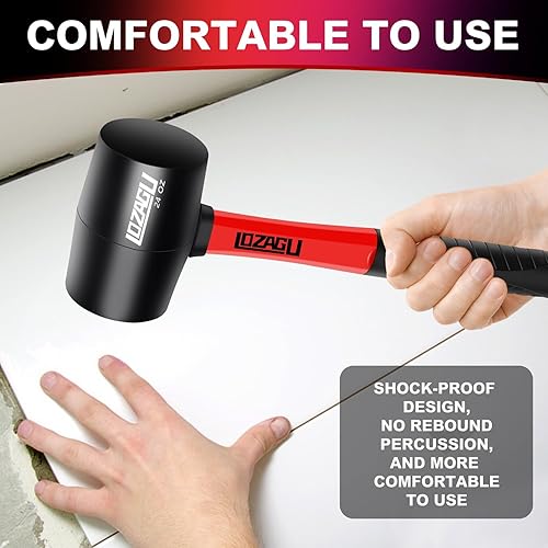 Miniatura 4 de Martillo de mazo de goma de 8 onzas, mango de fibra de vidrio, mazo de goma para pisos, estacas de tienda, carpintería, camping, tareas de soplado