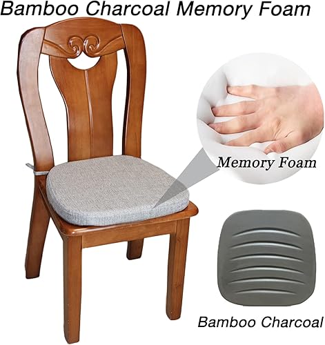 Miniatura 3 de Cojines de asiento para sillas de comedor, almohadilla antideslizante de espuma viscoelástica para silla de cocina con funda lavable a máquina 16.5