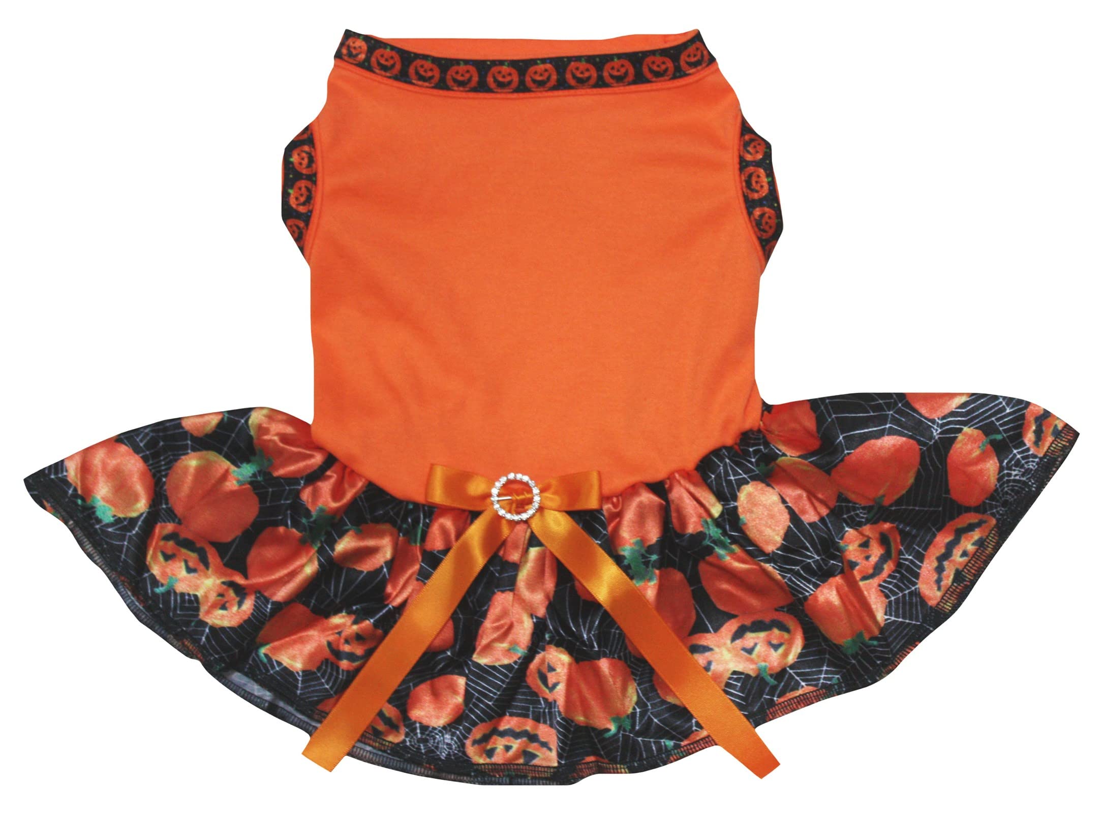 Robe de Fête Halloween pour Chien Orange en Taille L avec Motifs Citrouille