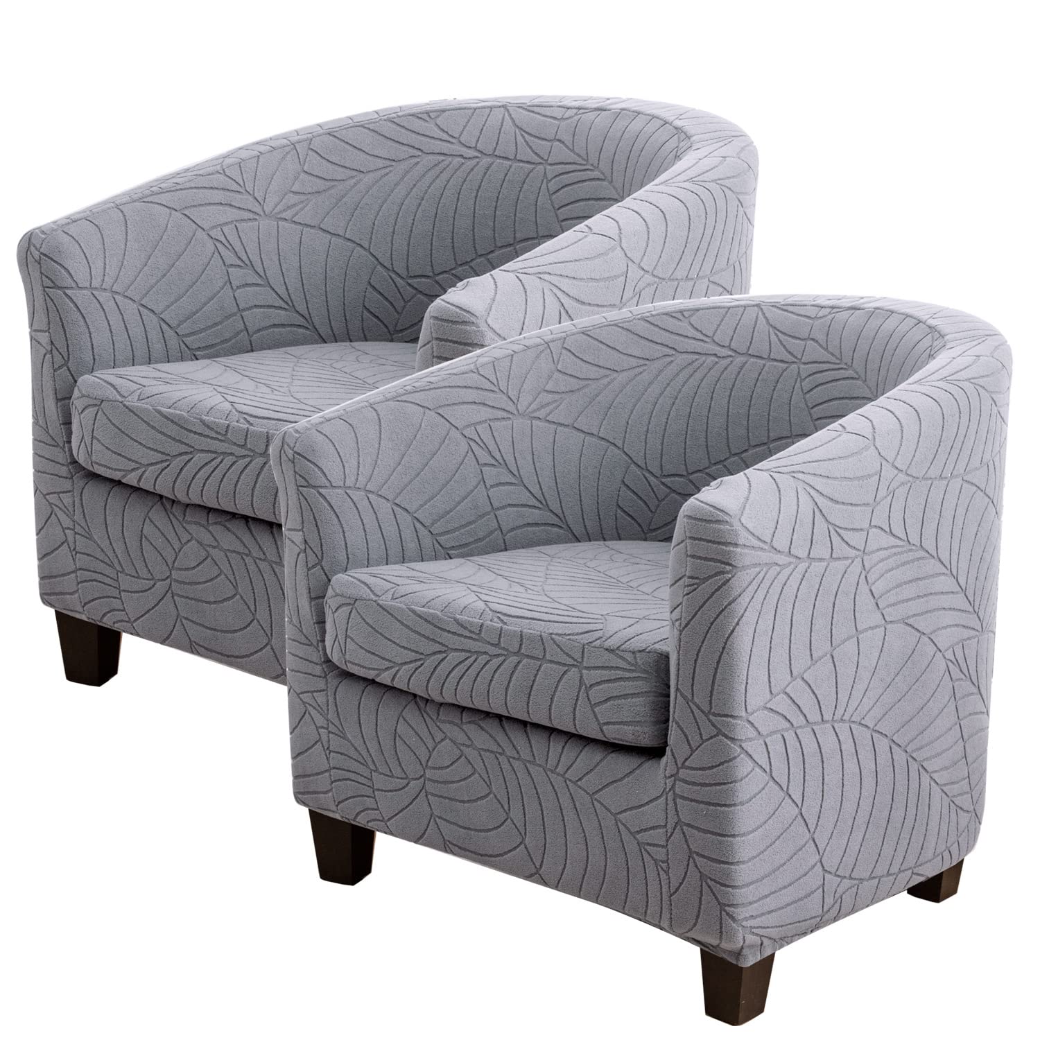 HACLEN Stretch Club Chair Slipcover with Cushion Cover, 2 Piece Barrel Chair Cover Removable Tub Chair Slipcovers Nonslip Armchair Covers (Light gray,2 Set)