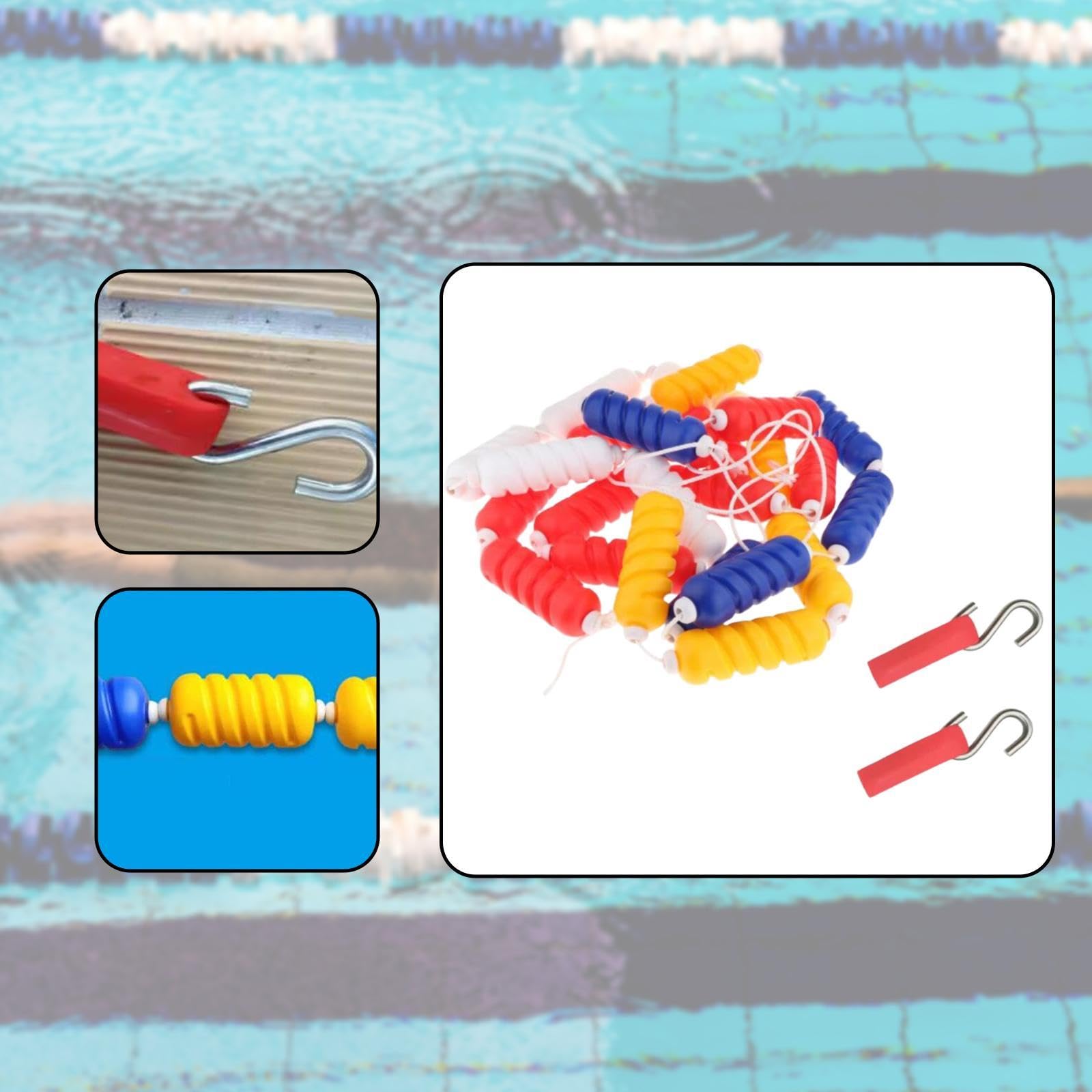 LOVIVER Kit de Flotteur de Corde de Piscine avec 2 Crochets, Corde de Couloir de Nage Haute Visibilité, Accessoire de Sécurité Polyvalent pour Compétition, Plage et Événement, Piscine Creusée de Fête