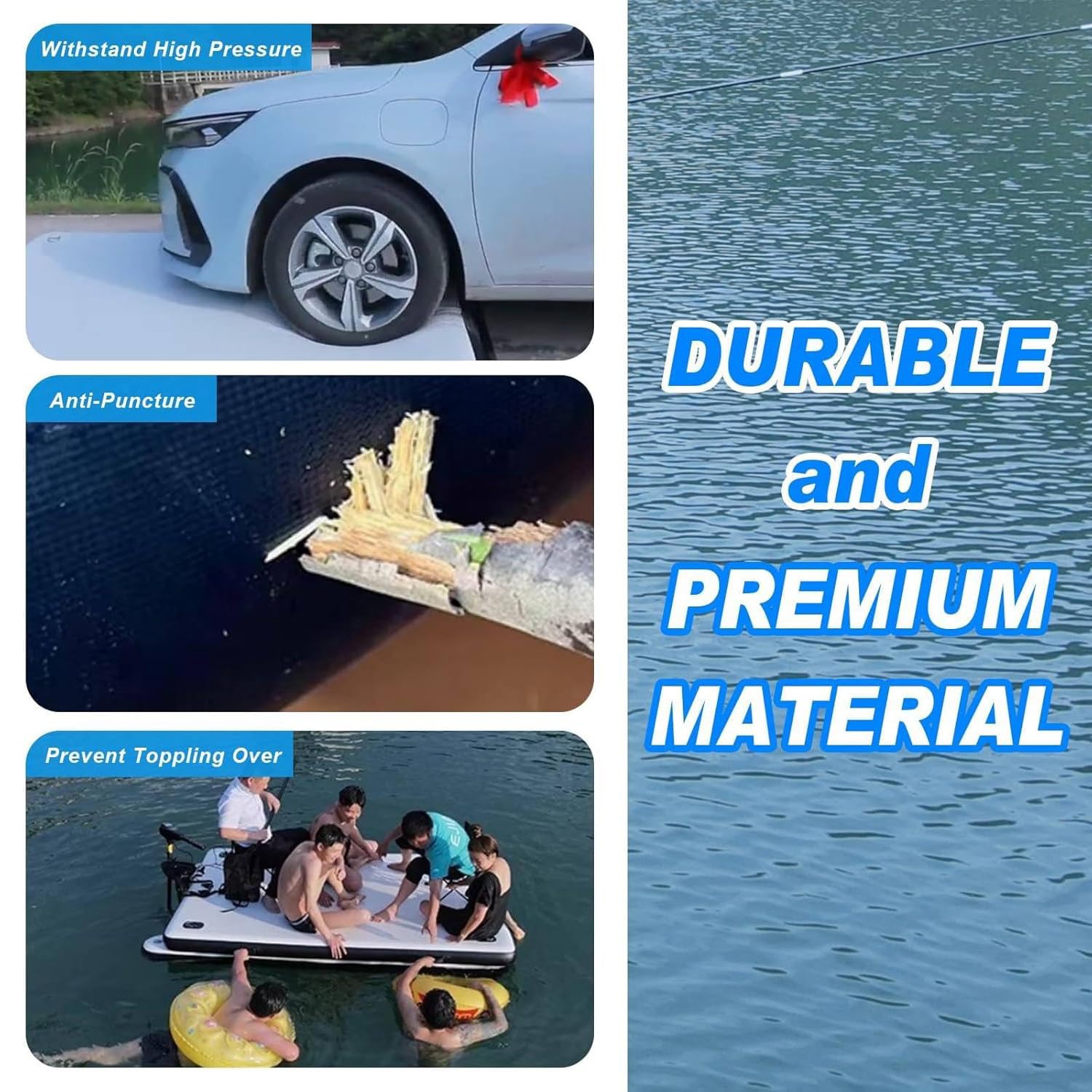 Aufblasbare schwimmende Dock-Plattform für Erwachsene, rutschfeste Mehrpersonen-Schwimmflosse für Pool, Strand, See und Fluss, lustige Aktivitäten, anschließbar
