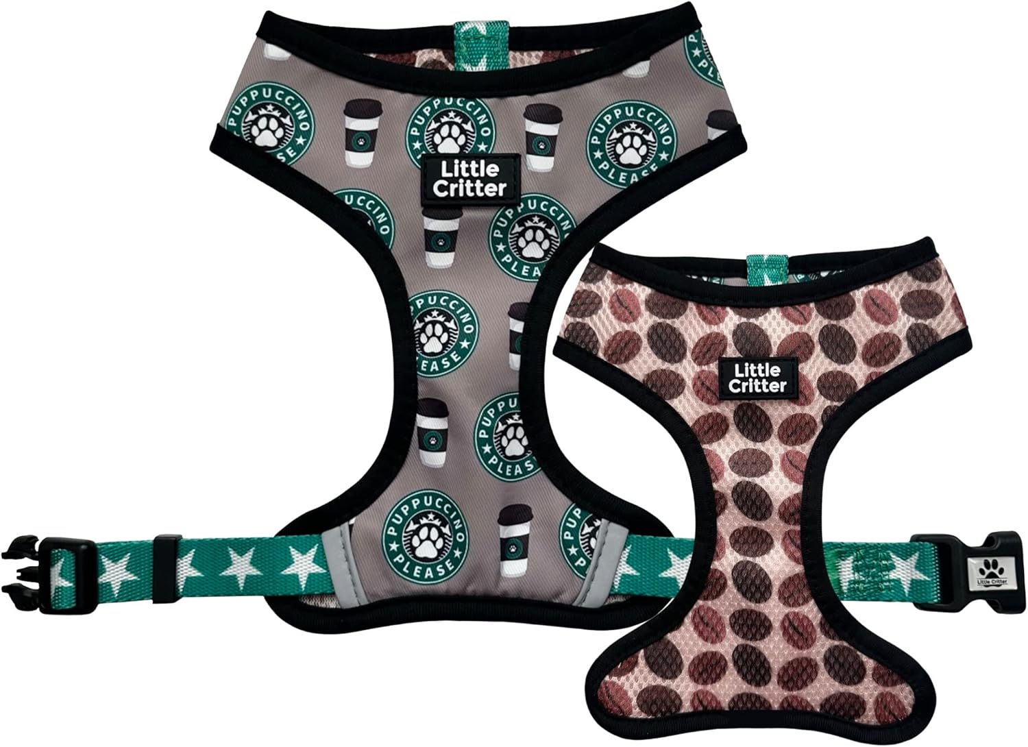 Little Critter Reversible Dog Harness - No Pull Adjustable Reflective Breathable Custom Patterned Reversible Harness - Easy to Slip On