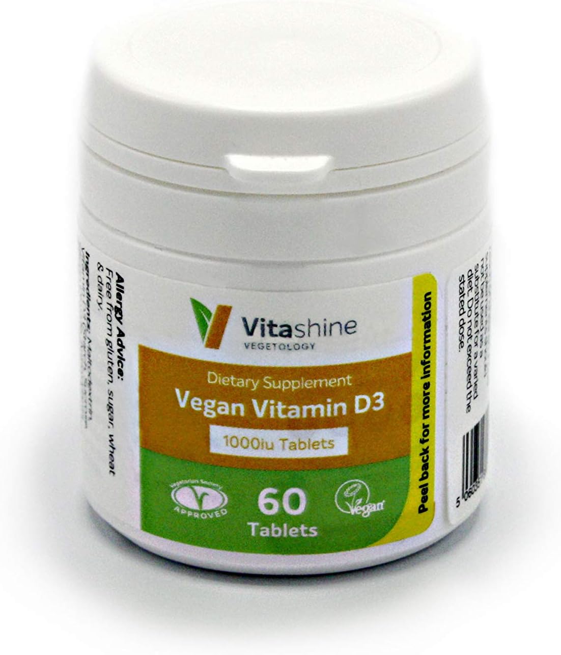 Vitashine Vegan Vitamin D3 1000iu - 60 Vegetarian Tablets by VITASHINE