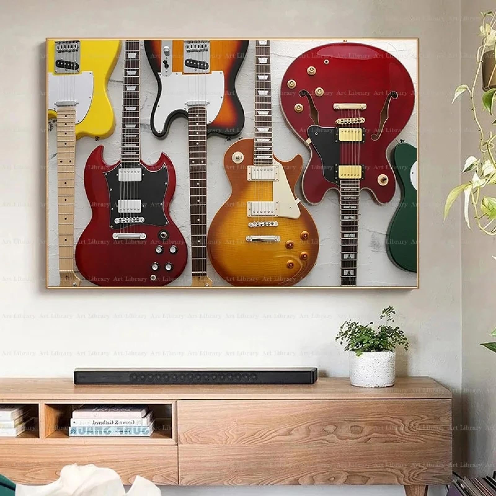 BMGKYAGL Kolorowy plakat gitarowy obraz na płótnie muzyka gitarzysta instrument sztuka ścienna zdjęcia studio muzyczne dom klub dekoracja domu 70 x 100 cm bez ramy