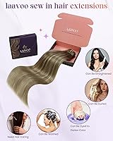 Vista 51 de LaaVoo Extensiones de cabello humano real para coser, extensiones de cabello humano de doble trama, color negro azabache, 18 pulgadas, 3.53 onzas