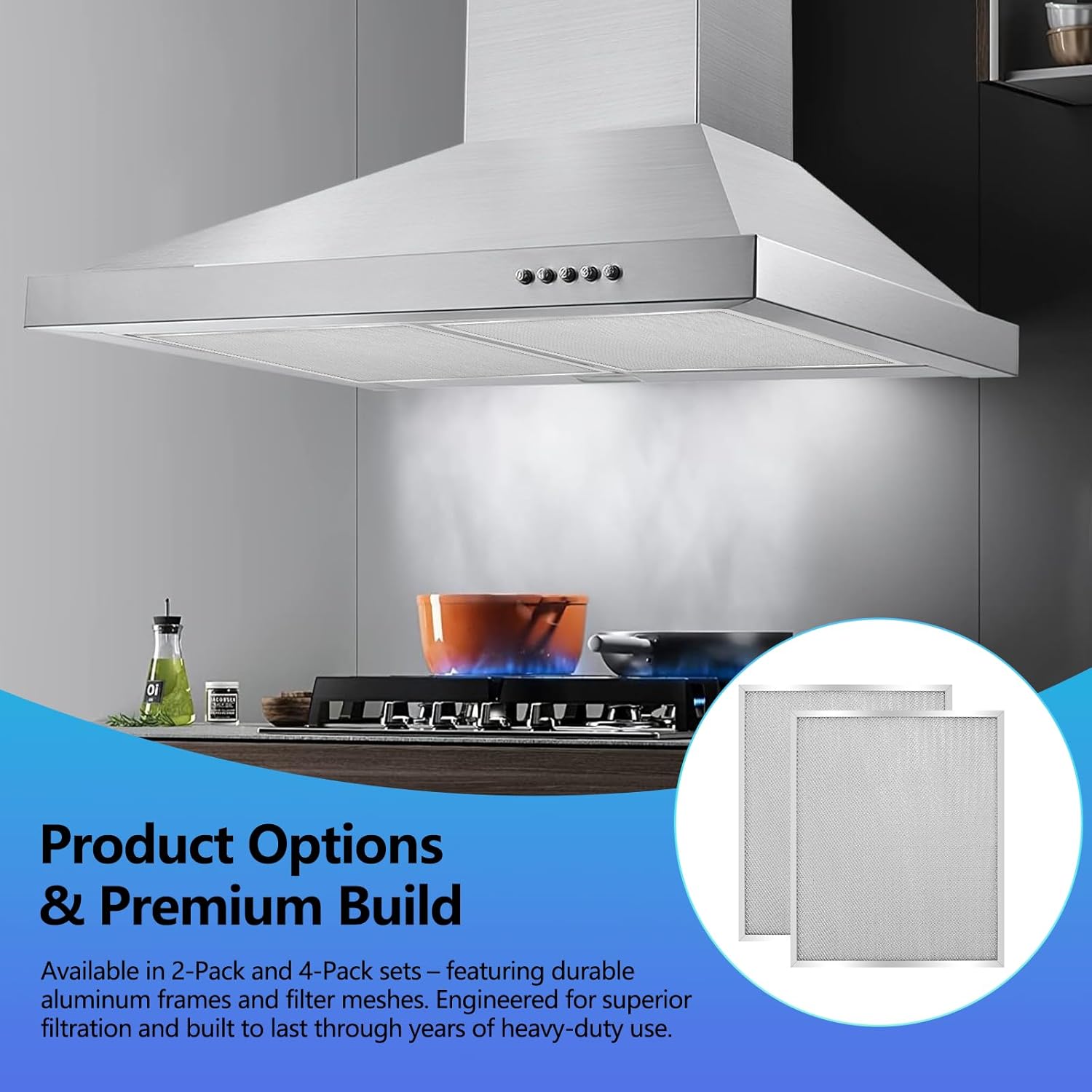 Stove Hood Vent Filter 11-3/4" x 14-1/4" BPS1FA30 - Compatible with NuTone Allure & Broan Range Hood Filter Replacement 99010299 - Fits QS1 QS2 30" Hoods(​Aluminum Frame: 2-Pack)