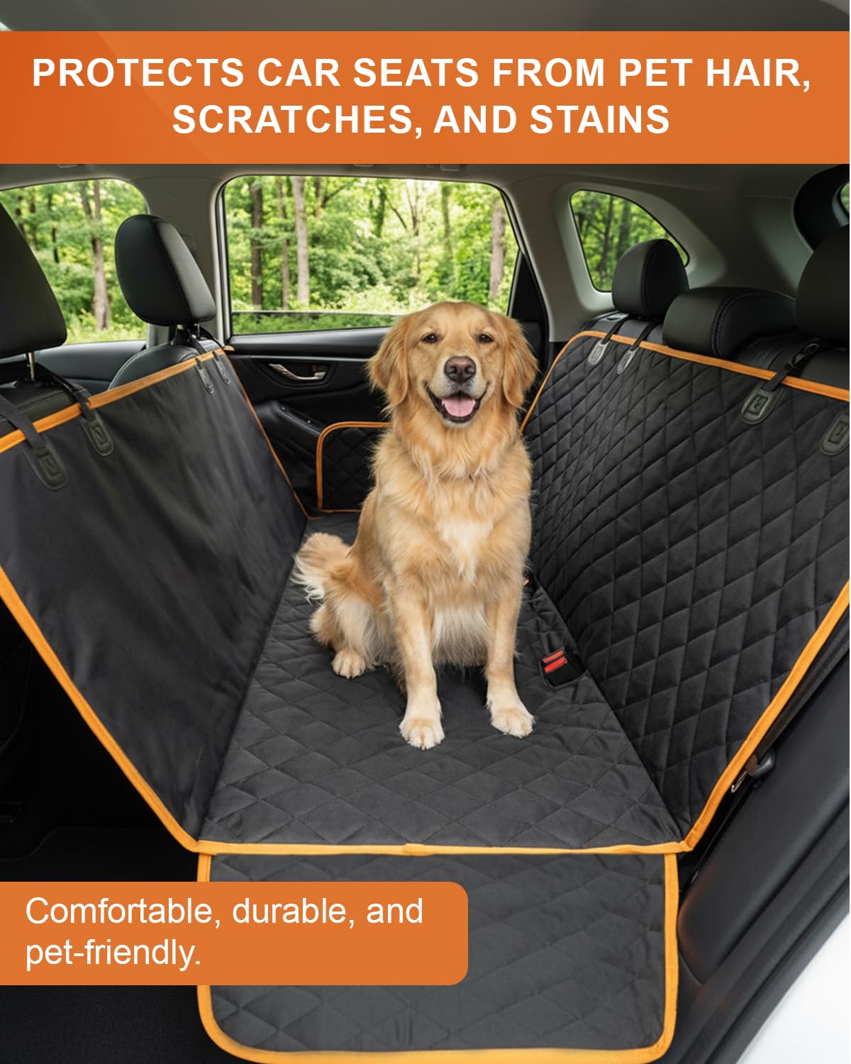 INDCAN IMPORT Upgraded Dog Car Seat Cover for Back Seat 600D Heavy Duty Waterproof & Scratchproof Pet Hammock, Non-Slip Back Seat Protector for Dogs, Universal Fit for Cars, SUVs & Trucks - image 3