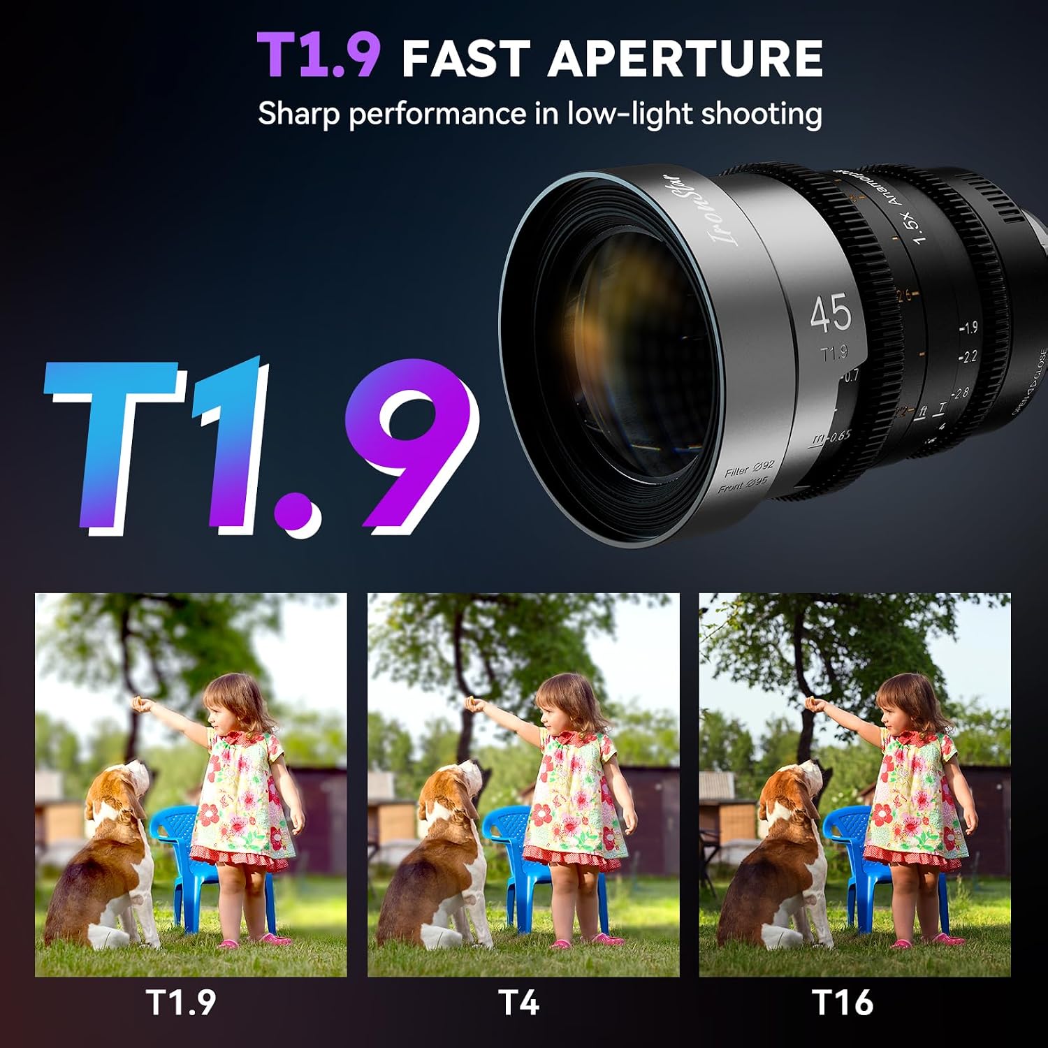SIRUI IronStar T1.9 1.5X Anamorphic Cine Lens, 45mm Manual Focus Cinema Lens with Native PL Mount, Interchangeable EF Mount, Neutral Flare