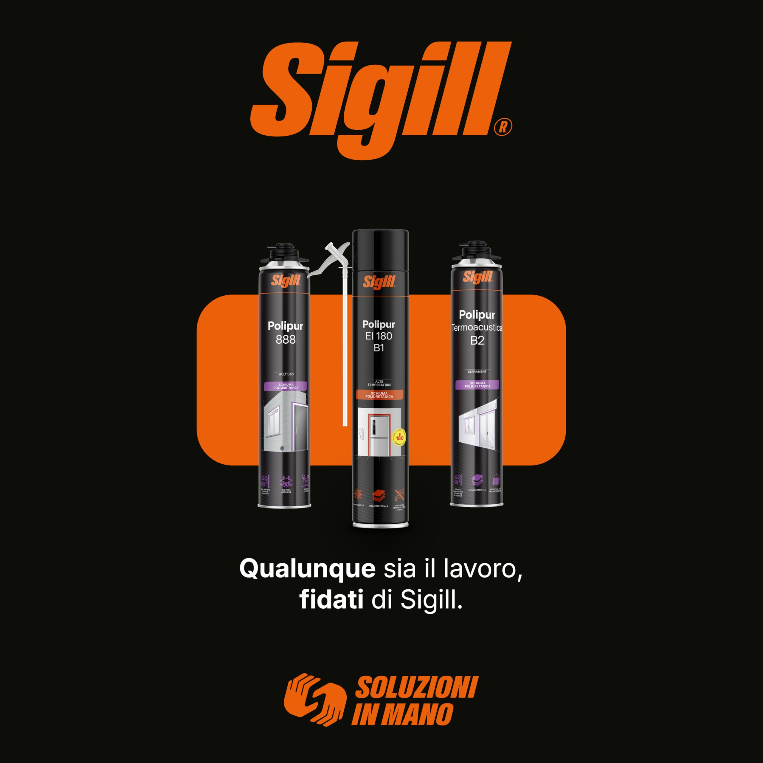 SIGILL, Polipur 888, Schiuma Poliuretanica Monocomponente per l'Isolamento e Assemblaggio, per l'Applicazione Manuale o con Pistola, Ideata per Fissare Telai, Pareti Divisorie ecc., 500 ml