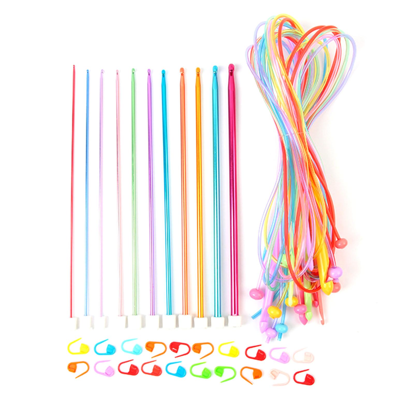 Tunisian Crochet Hooks Multicolor Afghan Crochet Needle for Beginner with Scissors, Needle, Measure Tape Afghan Hooks Set Long Tunisian Set with Cable