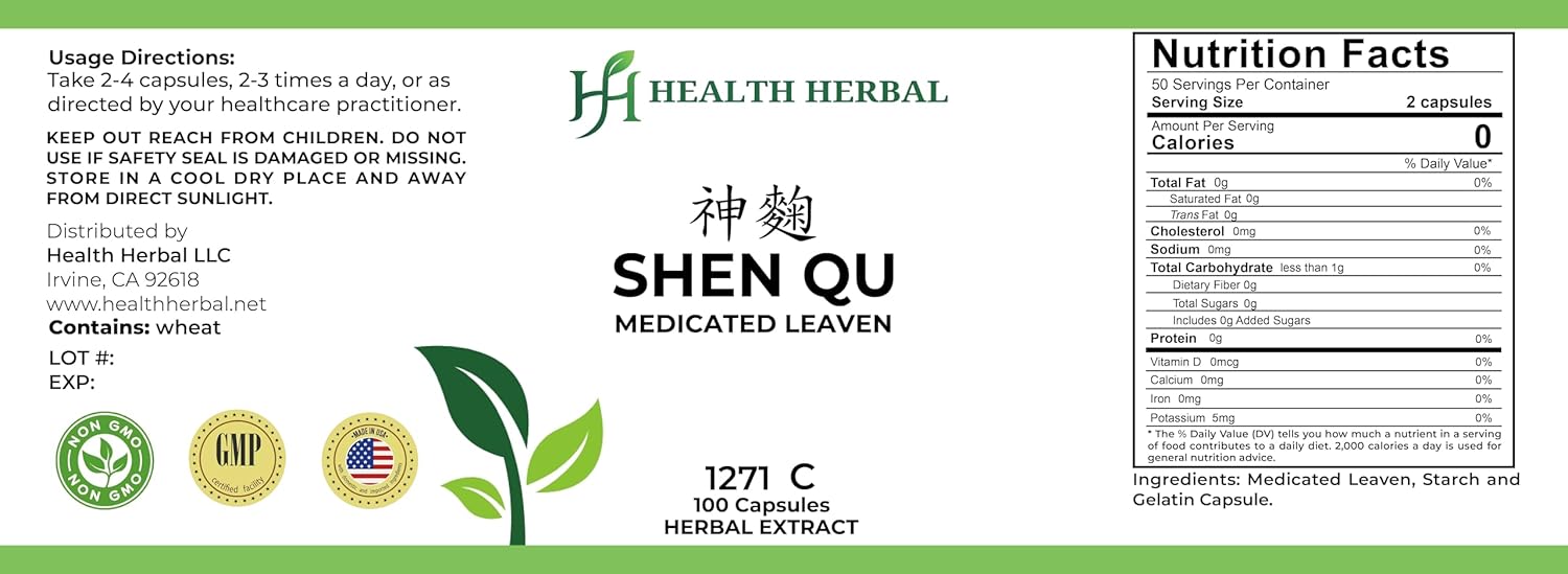 HH1271C Shen Qu/Medicated Leaven, 100 Capsules/Bottle, 2 Bottles - Image 2