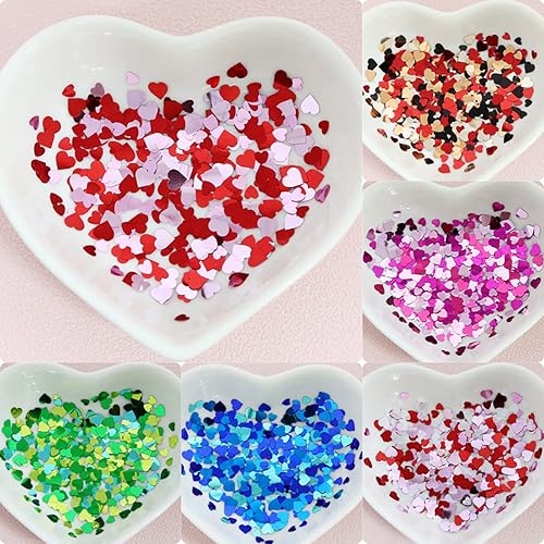 Miniatura 2 de 6 rejillas corazón 3D lentejuelas con purpurina corazón blanco y dorado calcomanías de arte de uñas calcomanías de uñas para el día de San Valentín