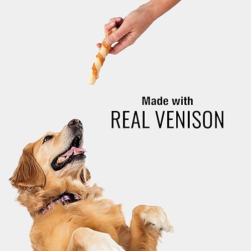 Vista 73 de GOOD 'N' FUN Rollos pequeños hechos con venado real, 10 unidades, cuero crudo altamente digerible para perros, multicolor, número de modelo: P-94431