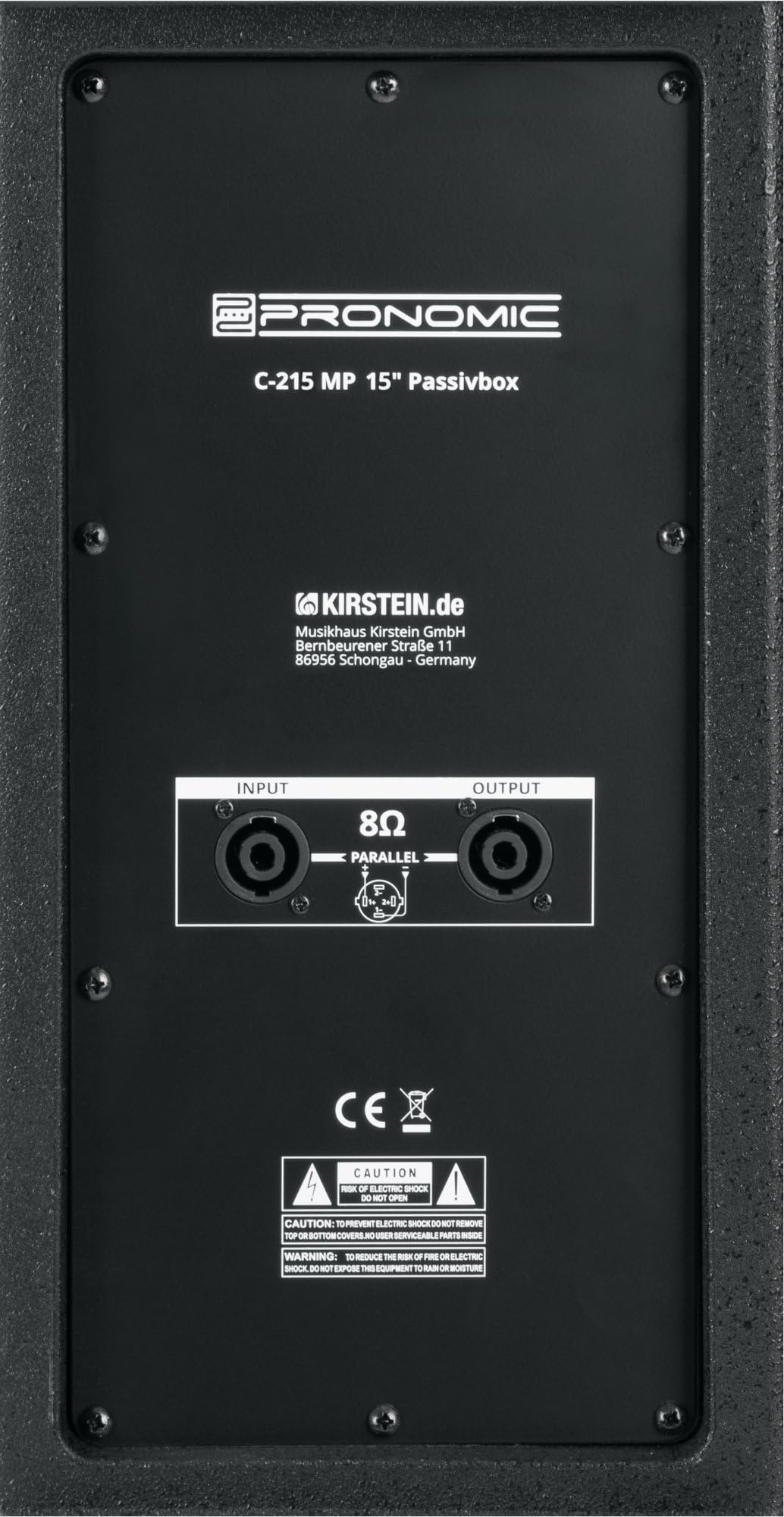 Pronomic C-215 MP 15" Enceinte Passive 2 Voies — 350 W RMS / 1400 W Peak — woofer 15" + Driver Compression 1,35" — impédance 8 Ω — SPL Max 127 DB — Noir